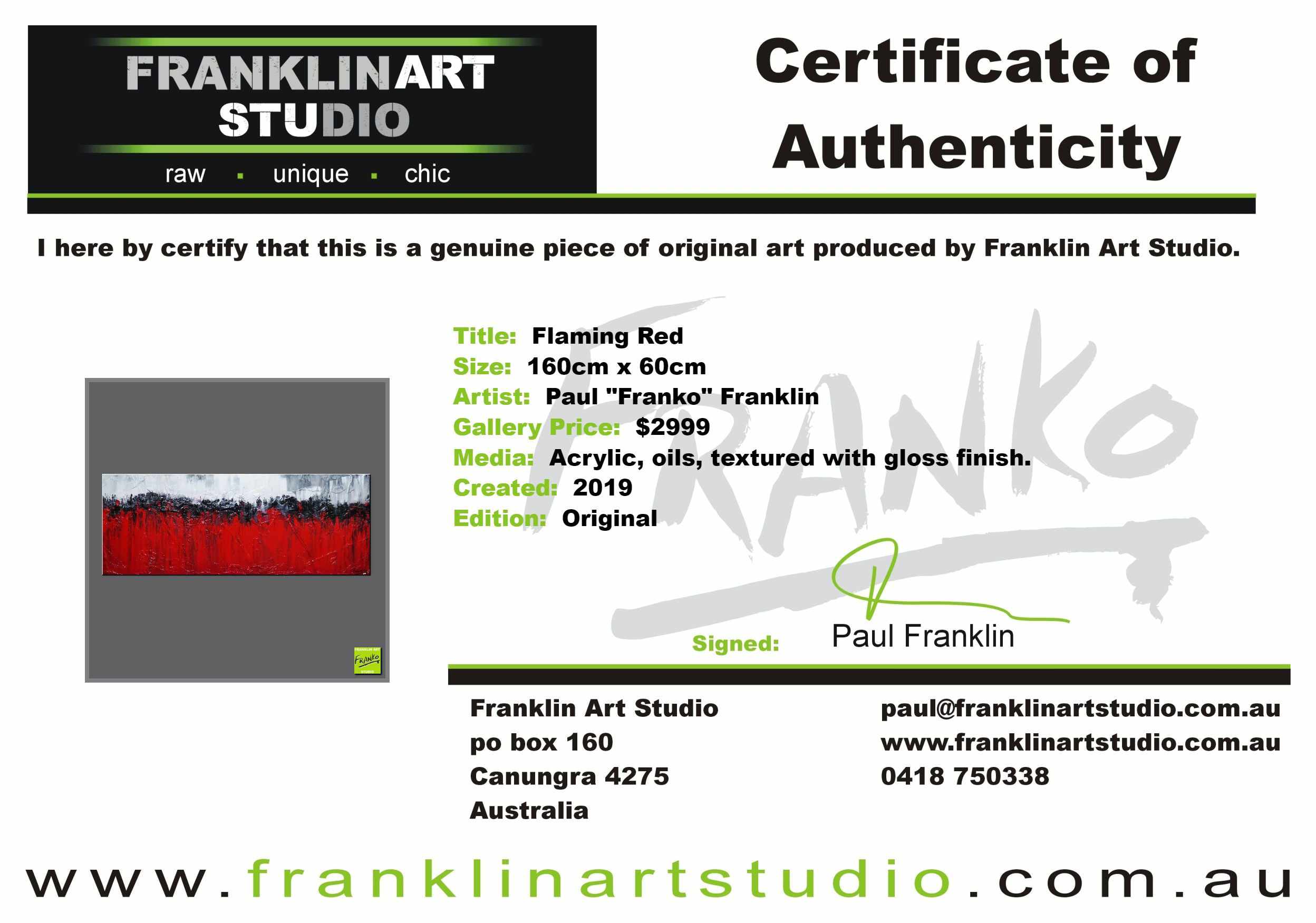 Flaming Red 160cm x 60cm White Red Black Textured Abstract Painting (SOLD)-Abstract-[Franko_Artist]-[The_Block]-[Dream_Homes]-[ideas]-[Grand_Designs]-[Art_Lover]-Franklin Art Studio