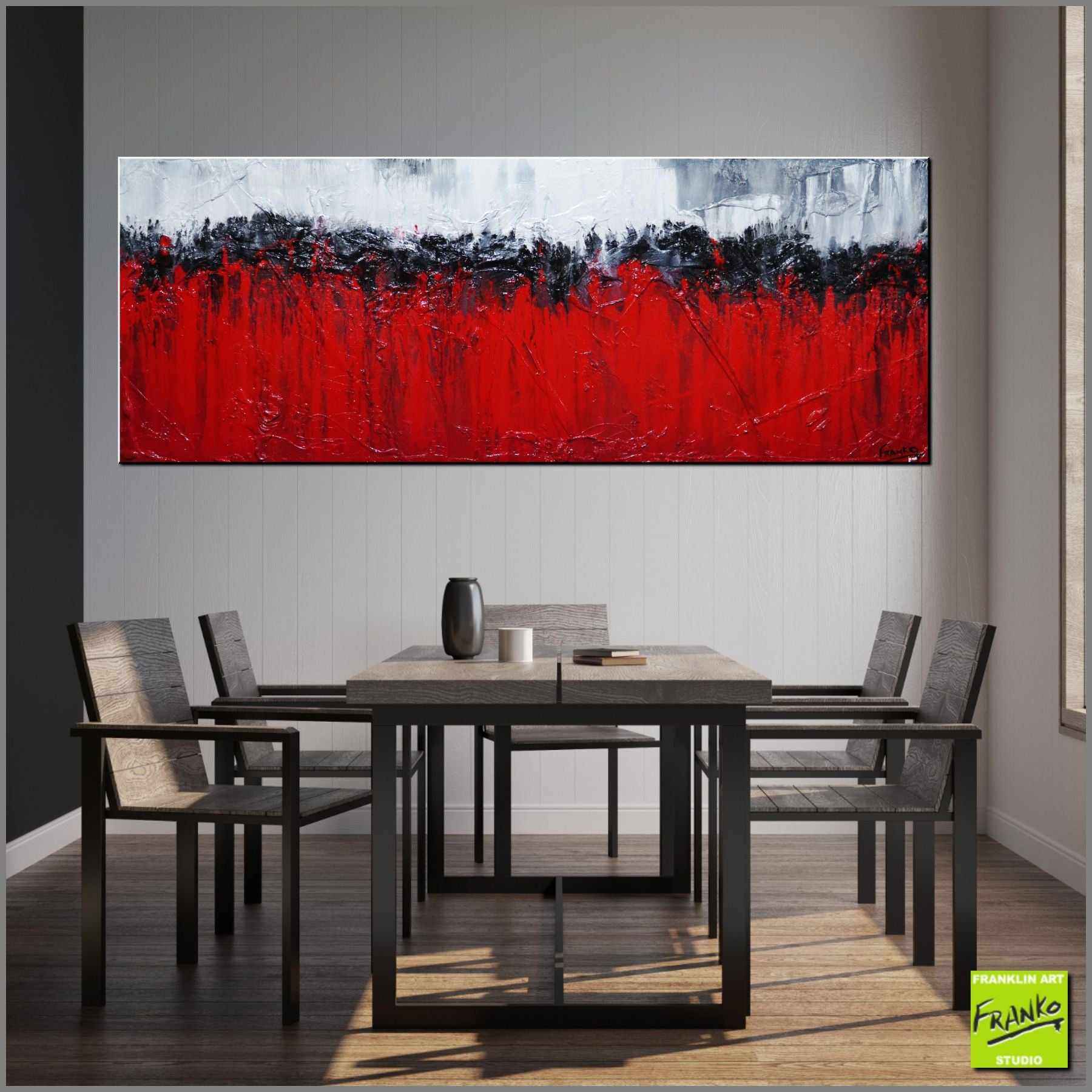 Flaming Red 160cm x 60cm White Red Black Textured Abstract Painting (SOLD)-Abstract-[Franko_Artist]-[Australian_artist]-[Gold_Coast]-[Brisbane]-[modern]-[contemporary]-[original]-[Large_artwork]-[The_Block]-[Dream_Homes]-[ideas]-[Grand_Designs]-[Art_Lover]-Franklin Art Studio