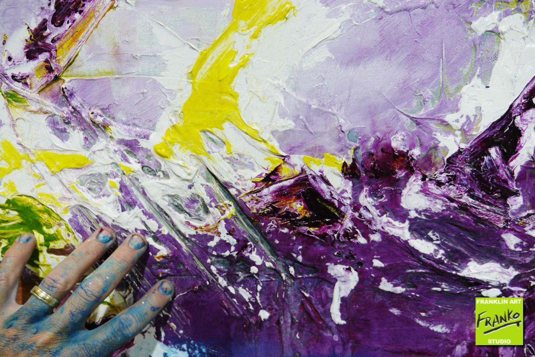 Floral 140cm x 100cm Purple Blue Textured Abstract Painting (SOLD)-Abstract-[Franko]-[Artist]-[Australia]-[Painting]-Franklin Art Studio