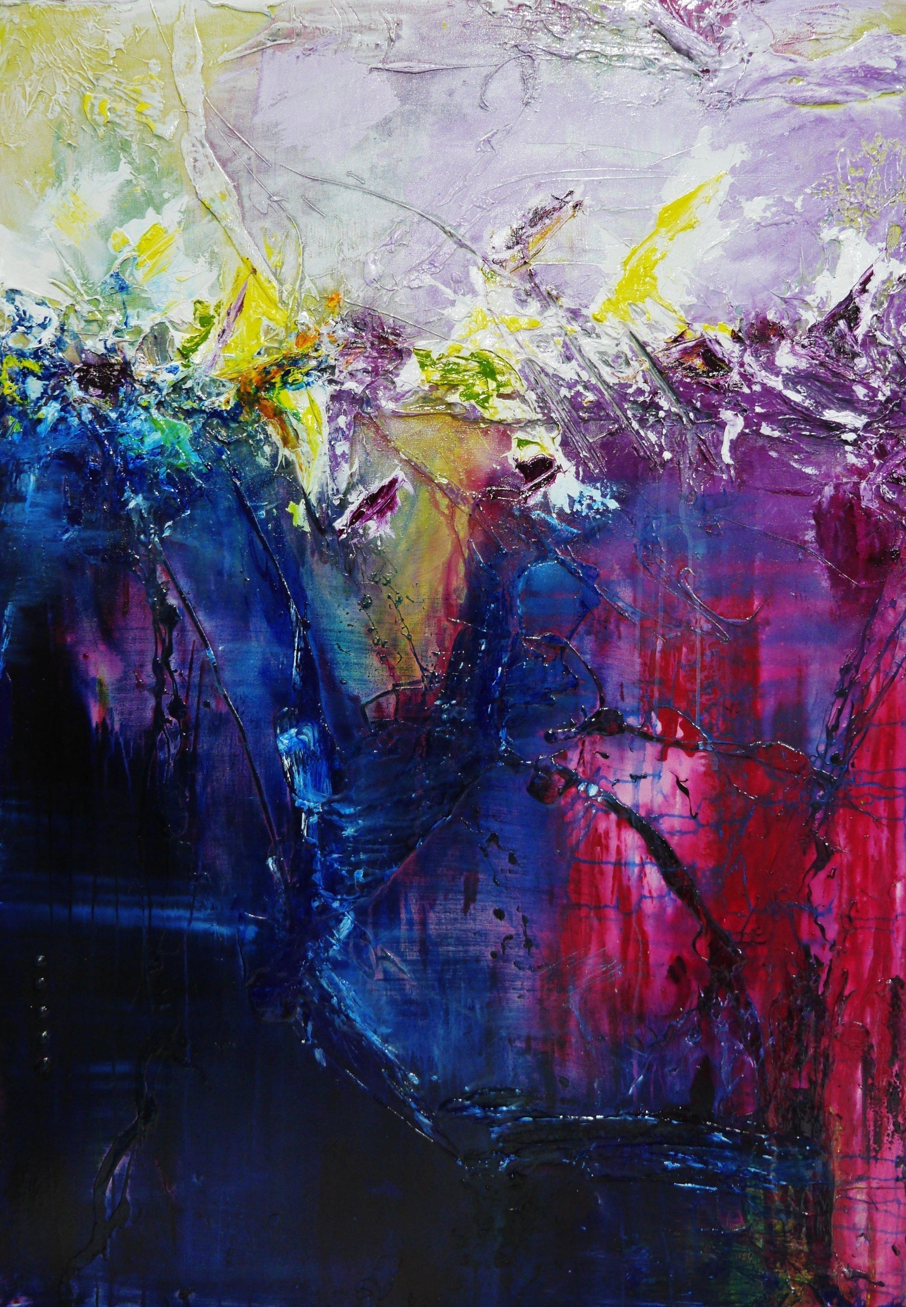 Floral 140cm x 100cm Purple Blue Textured Abstract Painting (SOLD)-Abstract-[Franko_Artist]-[Australian_artist]-[Gold_Coast]-[Brisbane]-[modern]-[contemporary]-[original]-[Large_artwork]-Franklin Art Studio