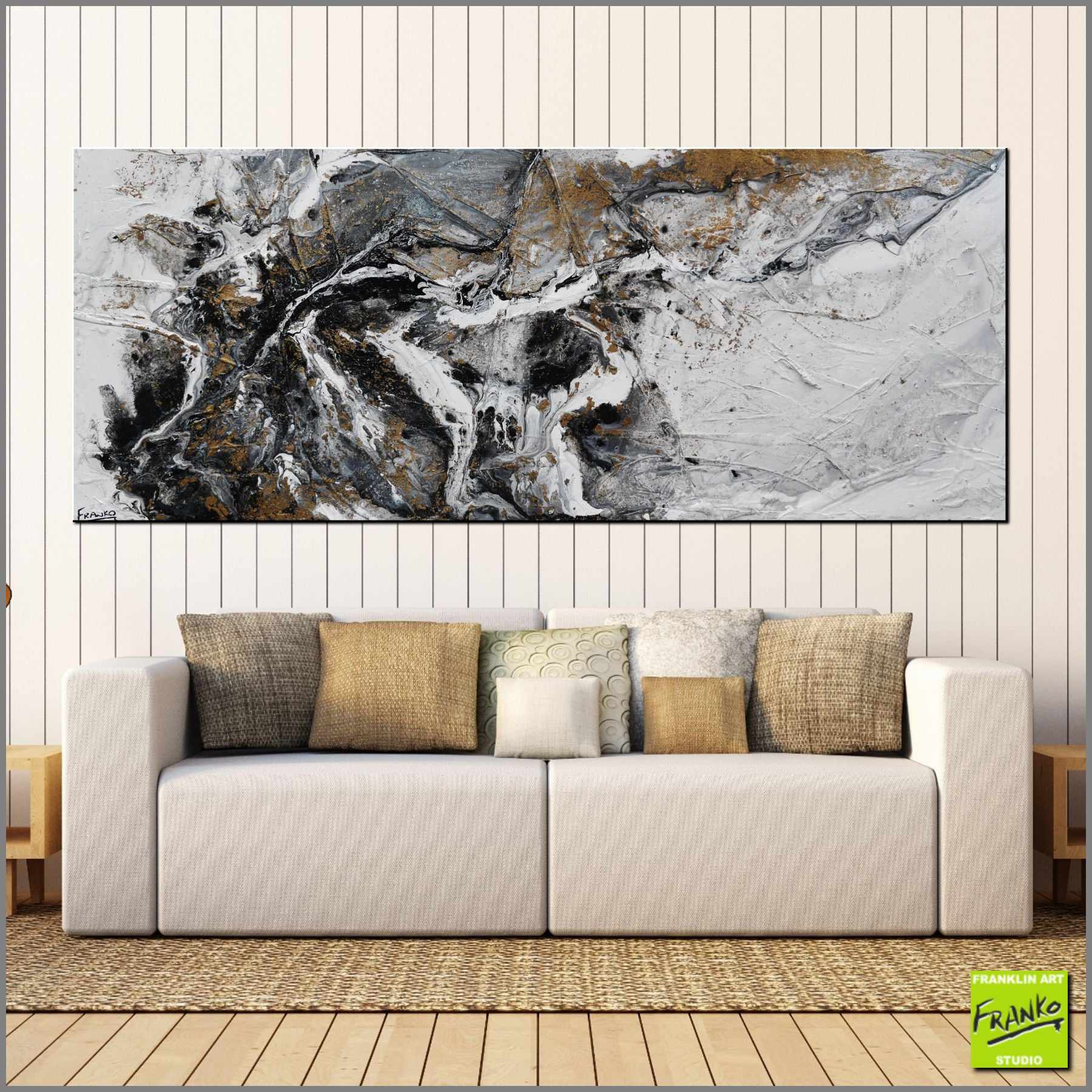Fluid Rush 200cm x 80cm Black Gold White Grey Textured Abstract Painting (SOLD)-Abstract-[Franko_Artist]-[Australian_artist]-[Gold_Coast]-[Brisbane]-[modern]-[contemporary]-[original]-[Large_artwork]-[The_Block]-[Dream_Homes]-[ideas]-[Grand_Designs]-[Art_Lover]-Franklin Art Studio