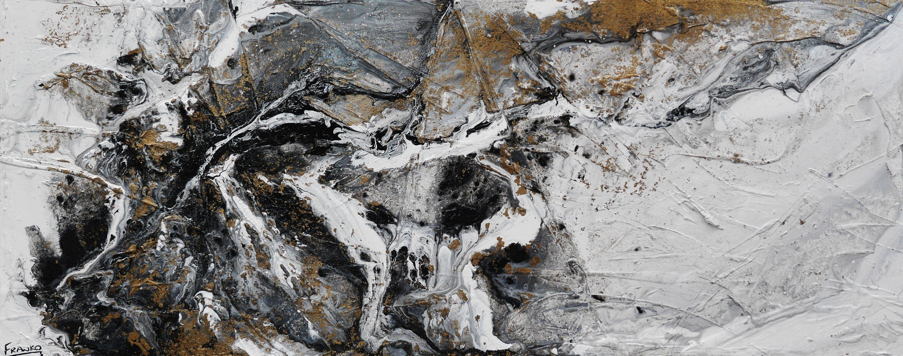 Fluid Rush 200cm x 80cm Black Gold White Grey Textured Abstract Painting (SOLD)-Abstract-[Franko_Artist]-[Australian_artist]-[Gold_Coast]-[Brisbane]-[modern]-[contemporary]-[original]-[Large_artwork]-Franklin Art Studio