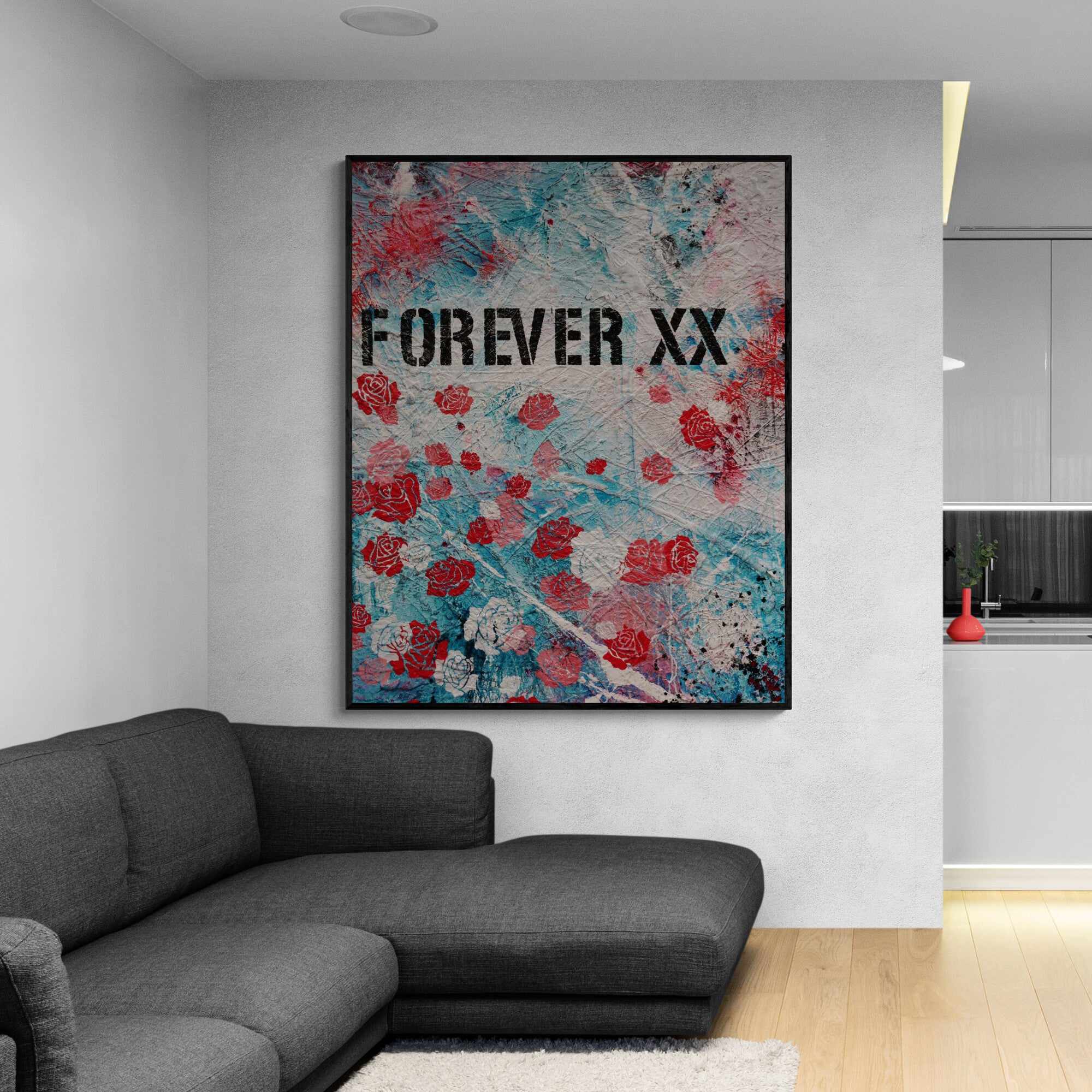 Forever and Ever 120cm x 150cm Romantic Kisses Urban Pop Art Abstract Painting (SOLD)-Urban Pop Art-[Franko_Artist]-[The_Block]-[Dream_Homes]-[ideas]-[Grand_Designs]-[Art_Lover]-Franklin Art Studio