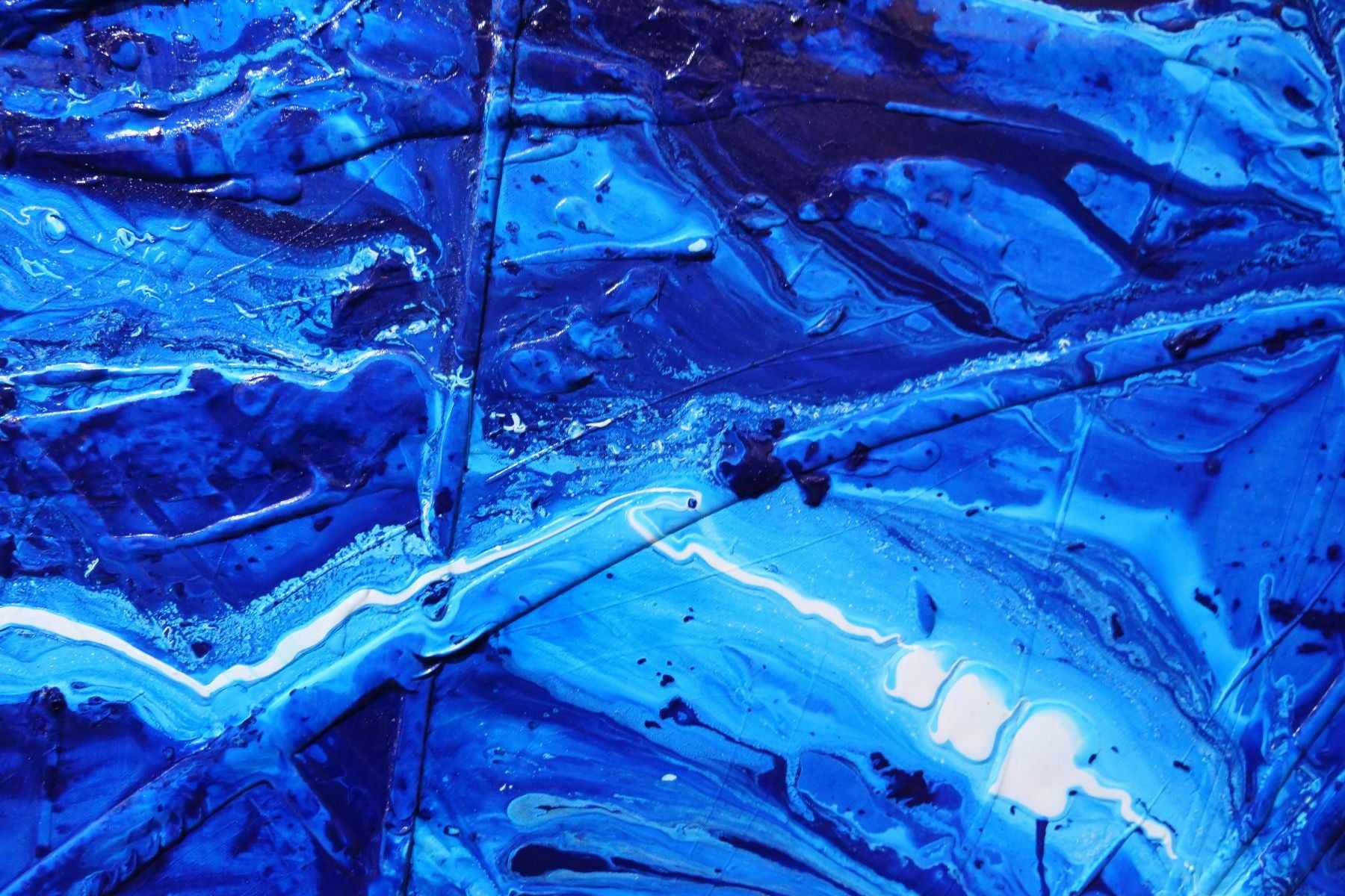 Fractured Sapphire 270cm x 120cm Blue White Textured Abstract Painting (SOLD)