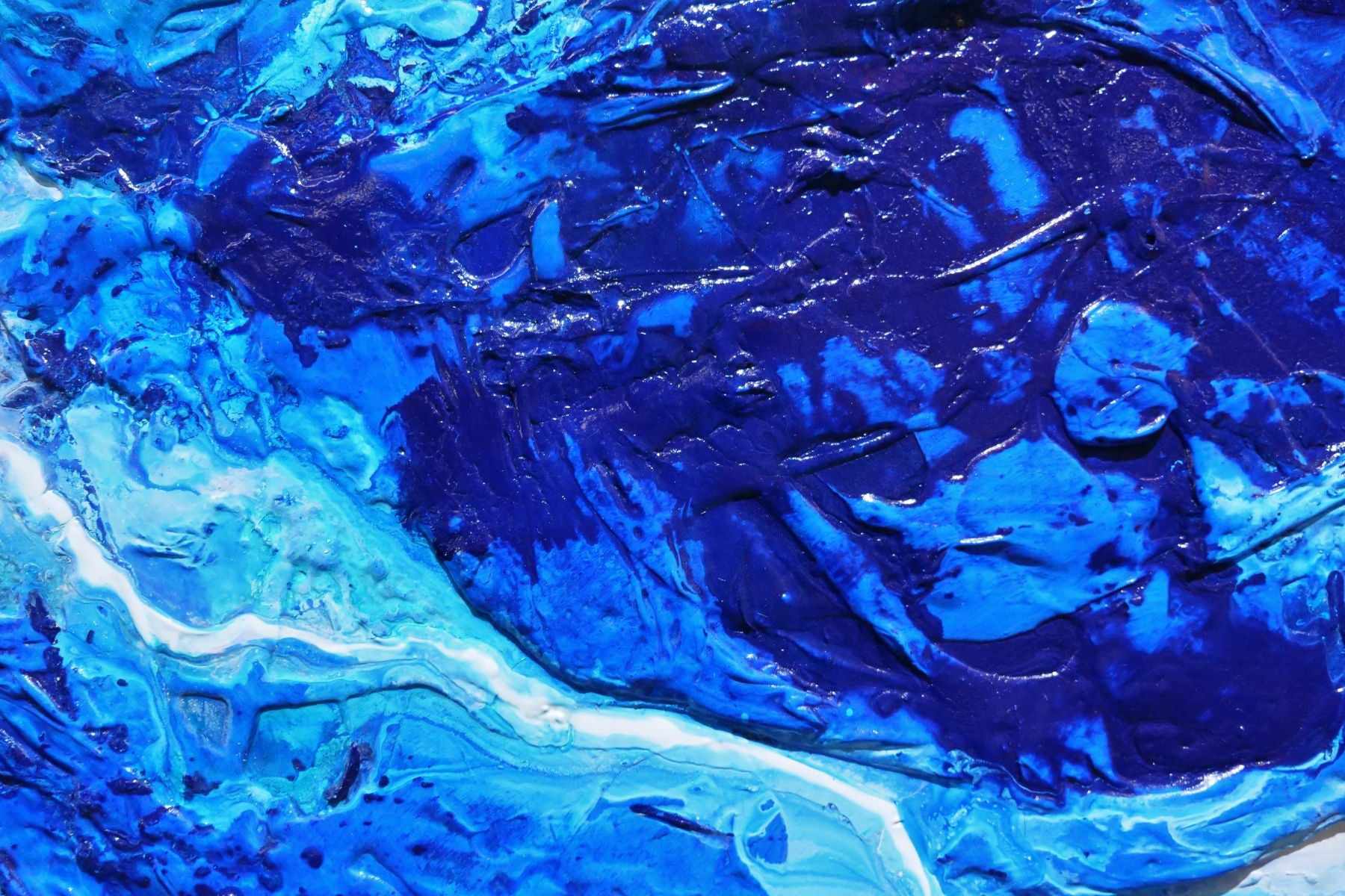 Fractured Sapphire 270cm x 120cm Blue White Textured Abstract Painting (SOLD)