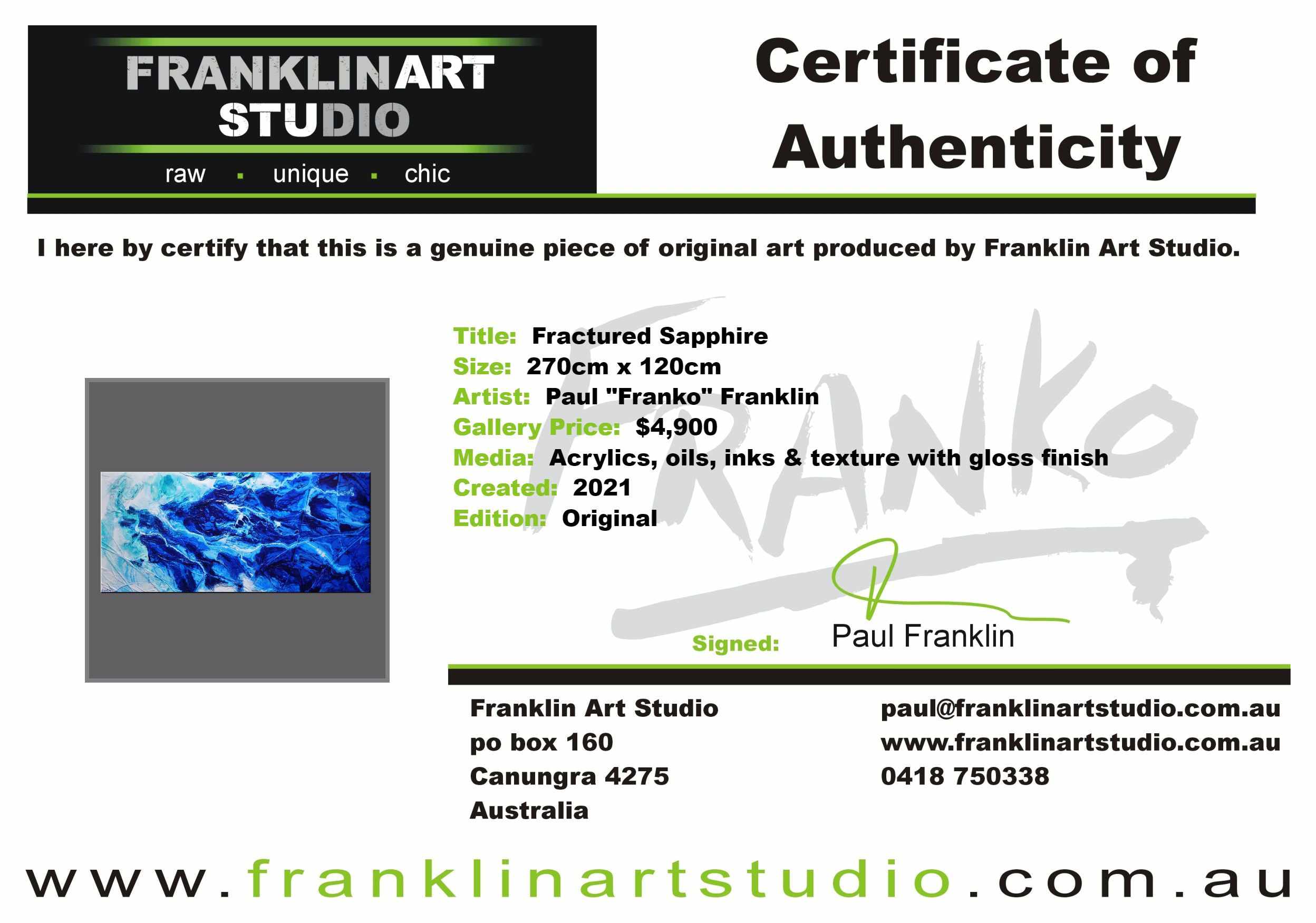 Fractured Sapphire 270cm x 120cm Blue White Textured Abstract Painting (SOLD)