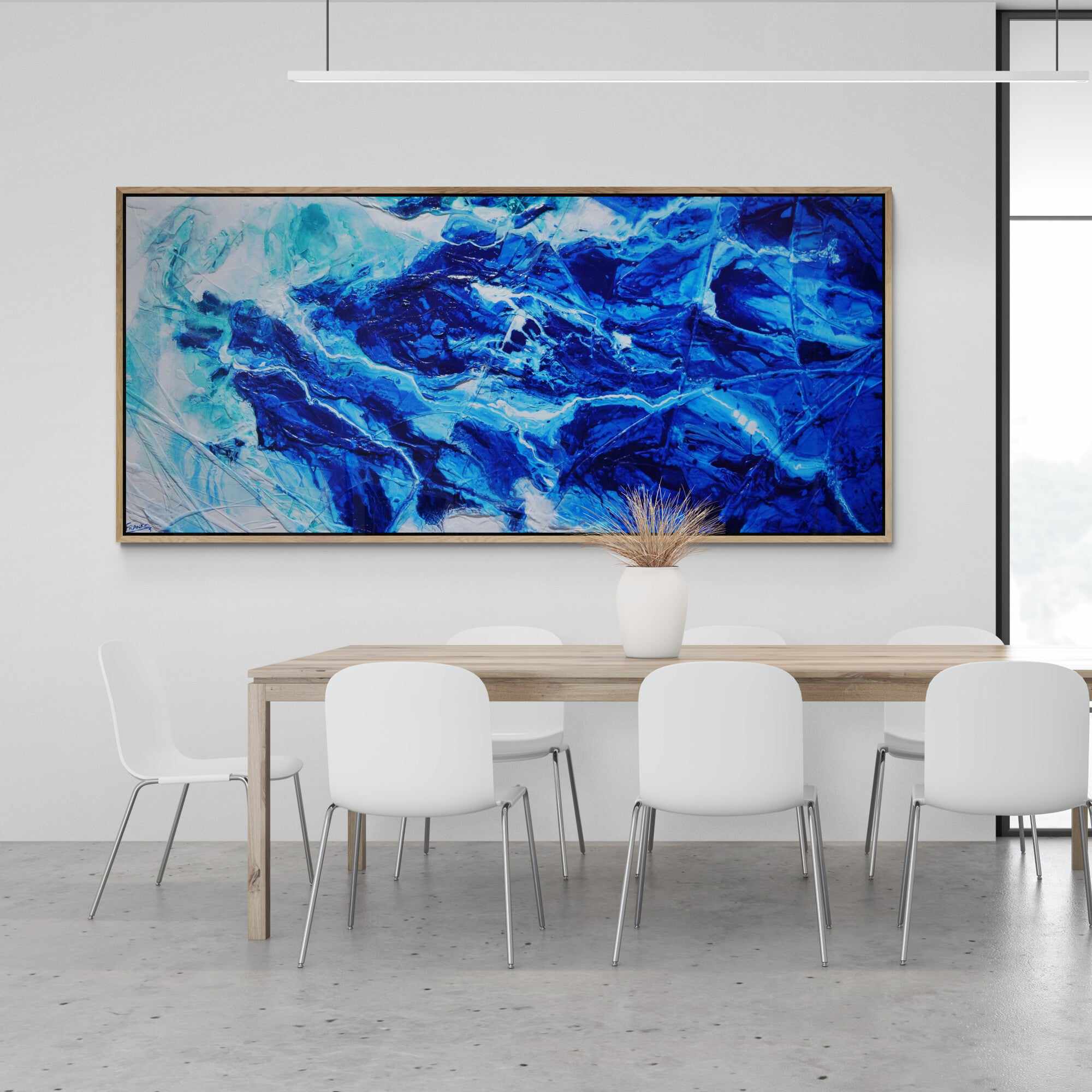 Fractured Sapphire 270cm x 120cm Blue White Textured Abstract Painting (SOLD)-Abstract-[Franko_Artist]-[Australian_artist]-[Gold_Coast]-[Brisbane]-[modern]-[contemporary]-[original]-[Large_artwork]-[The_Block]-[Dream_Homes]-[ideas]-[Grand_Designs]-[Art_Lover]-Franklin Art Studio