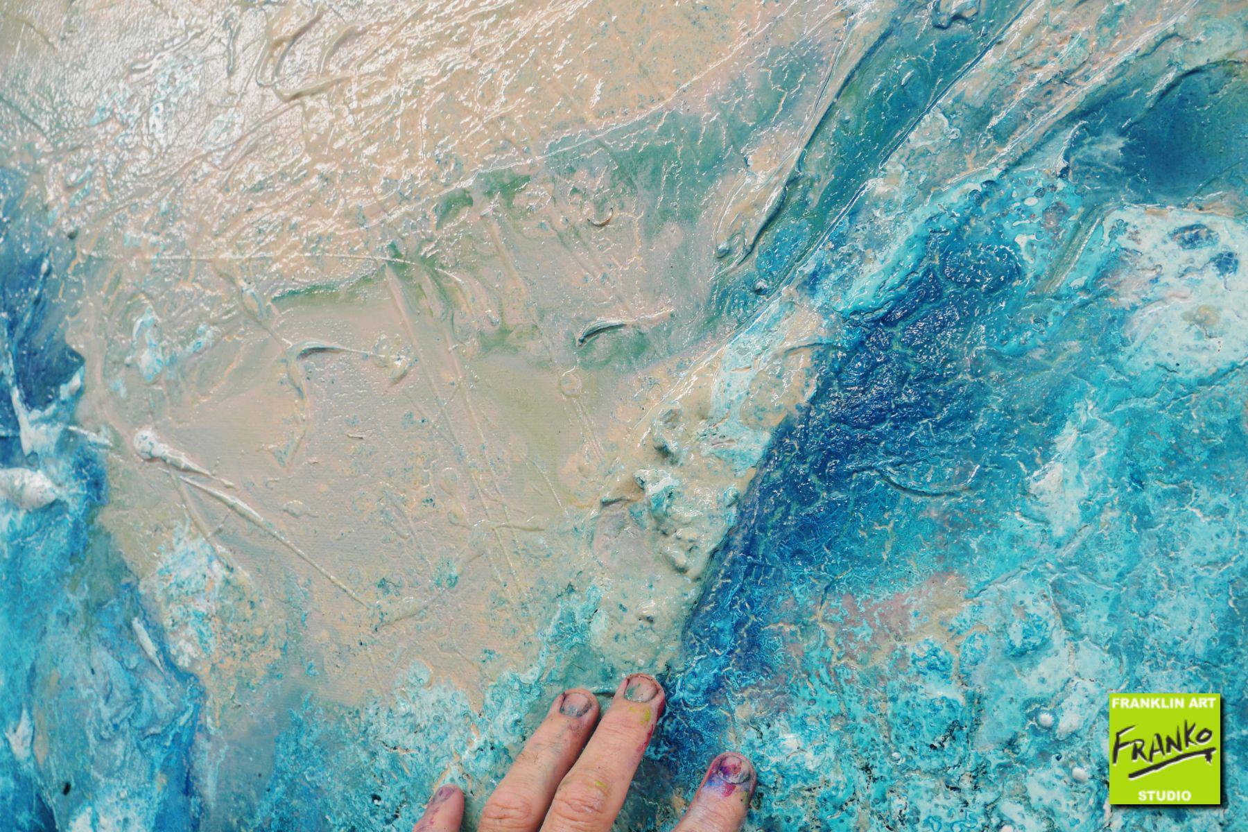 Freedom 240cm x 100cm Cream Blue Textured Abstract Painting (SOLD)-Abstract-[Franko]-[Artist]-[Australia]-[Painting]-Franklin Art Studio