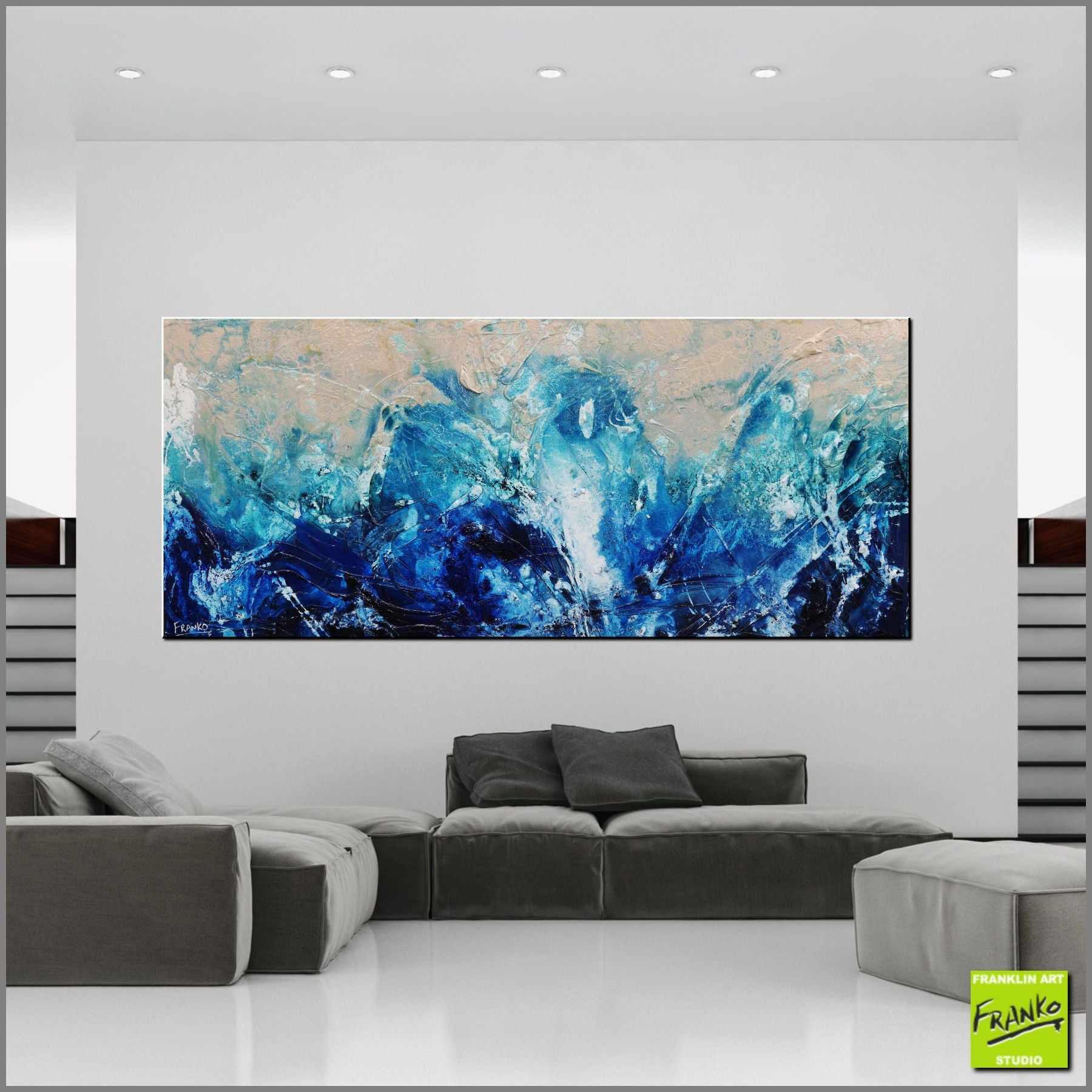 Freedom 240cm x 100cm Cream Blue Textured Abstract Painting (SOLD)-Abstract-[Franko_Artist]-[Australian_artist]-[Gold_Coast]-[Brisbane]-[modern]-[contemporary]-[original]-[Large_artwork]-[The_Block]-[Dream_Homes]-[ideas]-[Grand_Designs]-[Art_Lover]-Franklin Art Studio