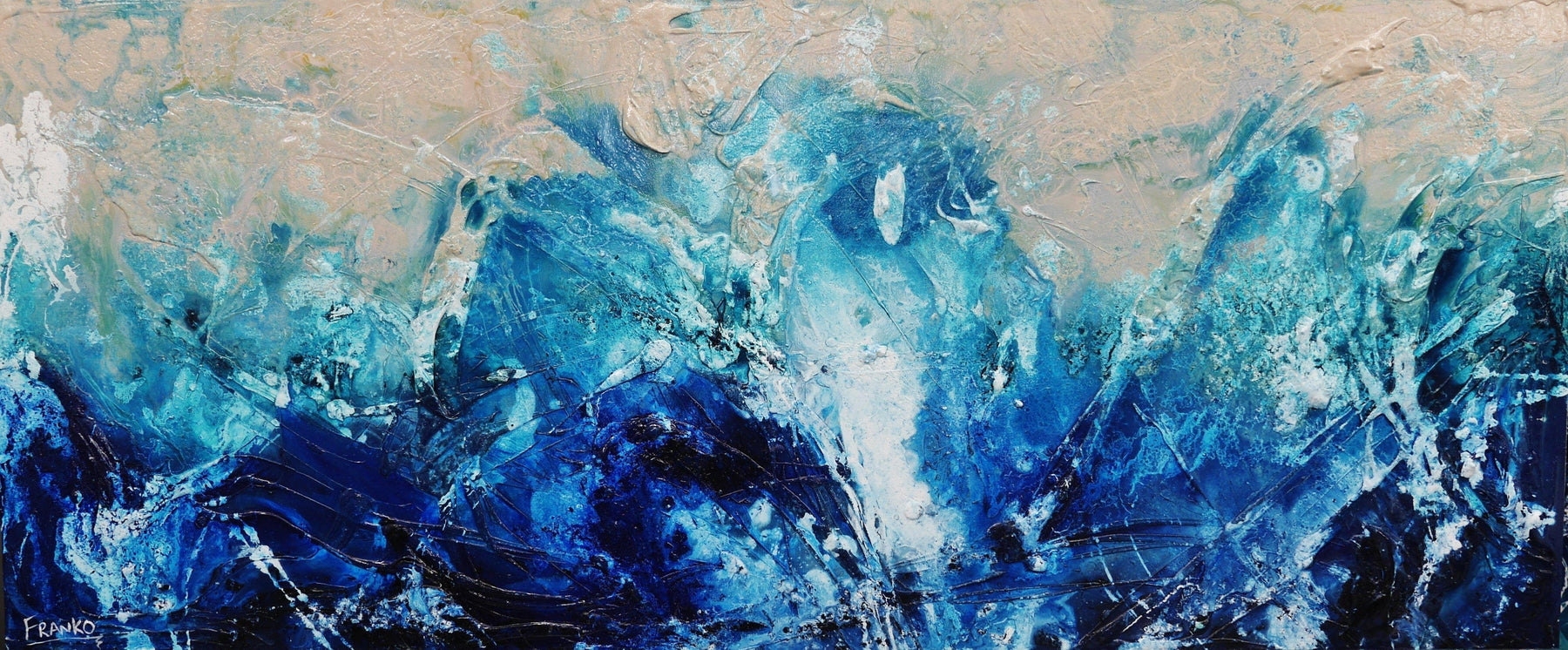 Freedom 240cm x 100cm Cream Blue Textured Abstract Painting (SOLD)-Abstract-[Franko_Artist]-[Australian_artist]-[Gold_Coast]-[Brisbane]-[modern]-[contemporary]-[original]-[Large_artwork]-Franklin Art Studio