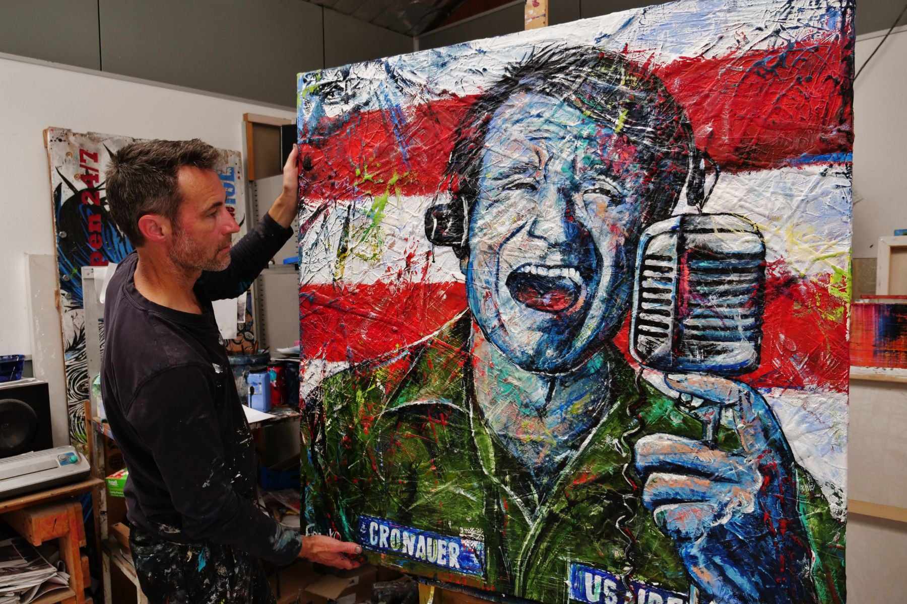 G.M.V (Good Morning Vietnam) 120cm x 120cm Robin Williams Abstract Realism Urban Pop Painting (SOLD)-people-[Franko_Artist]-[The_Block]-[Dream_Homes]-[ideas]-[Grand_Designs]-[Art_Lover]-Franklin Art Studio
