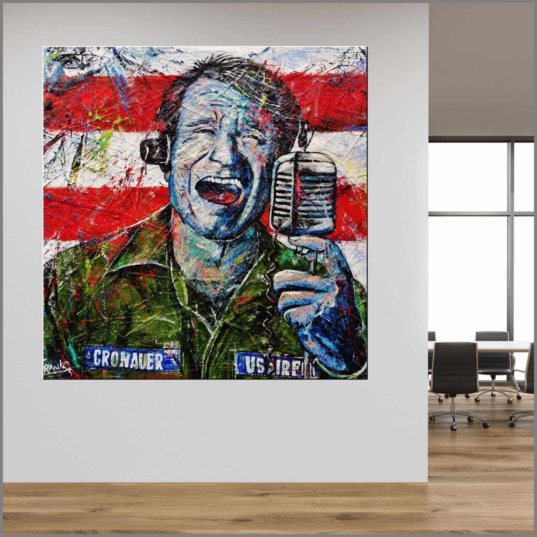 G.M.V (Good Morning Vietnam) 120cm x 120cm Robin Williams Abstract Realism Urban Pop Painting (SOLD)-people-[Franko_Artist]-[Australian_artist]-[Gold_Coast]-[Brisbane]-[modern]-[contemporary]-[original]-[Large_artwork]-[The_Block]-[Dream_Homes]-[ideas]-[Grand_Designs]-[Art_Lover]-Franklin Art Studio