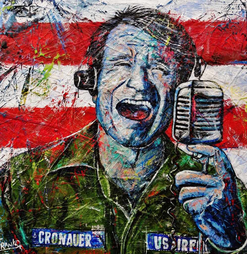 G.M.V (Good Morning Vietnam) 120cm x 120cm Robin Williams Abstract Realism Urban Pop Painting (SOLD)-people-[Franko_Artist]-[Australian_artist]-[Gold_Coast]-[Brisbane]-[modern]-[contemporary]-[original]-[Large_artwork]-Franklin Art Studio