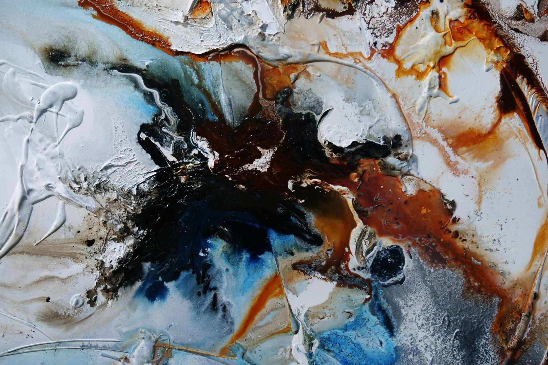 Gamma Oxide 120cm x 120cm Oxide White Black Textured Abstract Painting (SOLD)