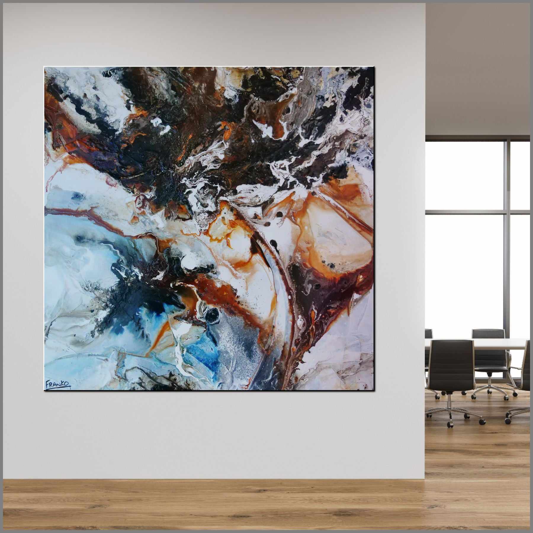 Gamma Oxide 120cm x 120cm Oxide White Black Textured Abstract Painting (SOLD)-Abstract-[Franko_Artist]-[Australian_artist]-[Gold_Coast]-[Brisbane]-[modern]-[contemporary]-[original]-[Large_artwork]-[The_Block]-[Dream_Homes]-[ideas]-[Grand_Designs]-[Art_Lover]-Franklin Art Studio