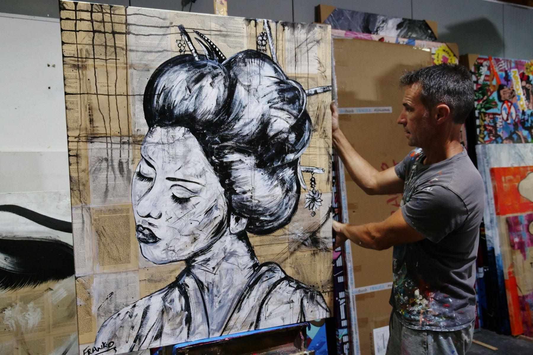Geisha Study #3 120cm x 100cm Geisha Urban Pop Book Club Painting (SOLD)-book club-[Franko]-[Australian]-[Popular]-[Best Selling]-Franklin Art Studio
