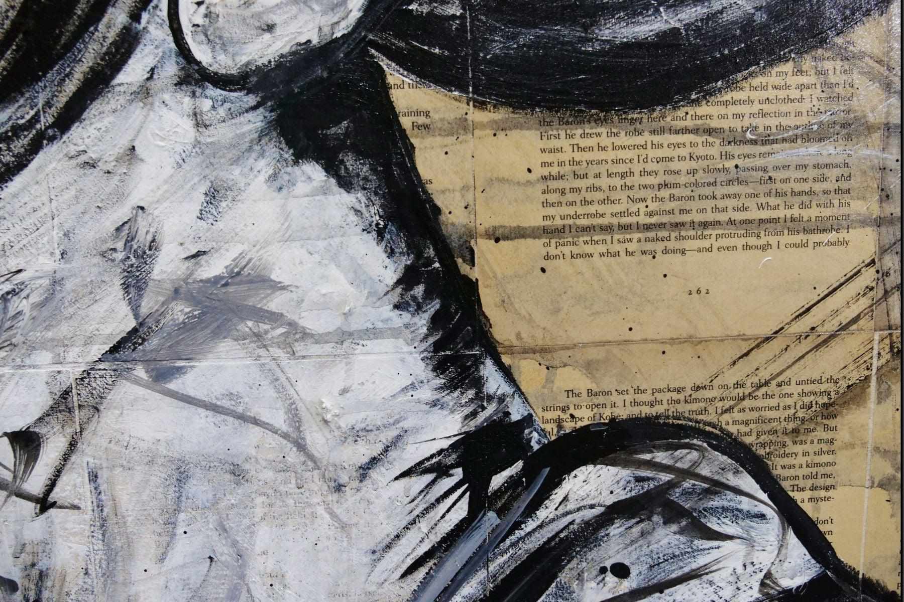 Geisha Study #3 120cm x 100cm Geisha Urban Pop Book Club Painting (SOLD)-book club-[Franko]-[Artist]-[Australia]-[Painting]-Franklin Art Studio