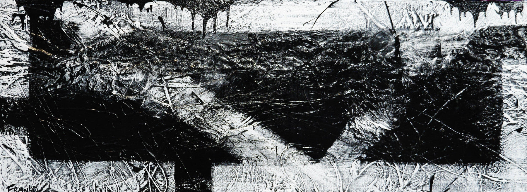 Geometric Swagger 160cm x 60cm Black White Textured Abstract Painting (SOLD)-Abstract-[Franko_Artist]-[Australian_artist]-[Gold_Coast]-[Brisbane]-[modern]-[contemporary]-[original]-[Large_artwork]-Franklin Art Studio