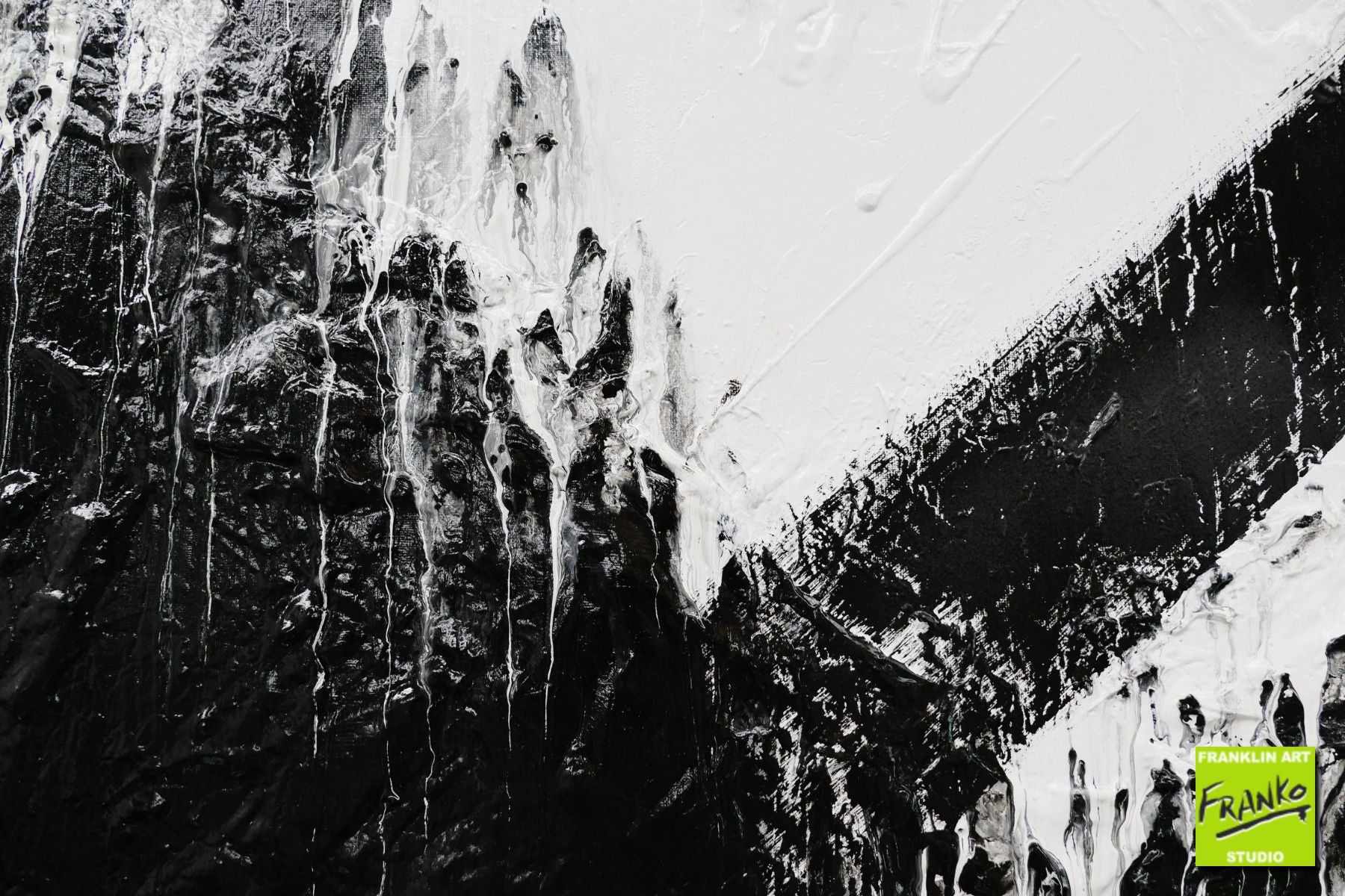 Geometry 160cm x 100cm White Black Textured Abstract Painting (SOLD)