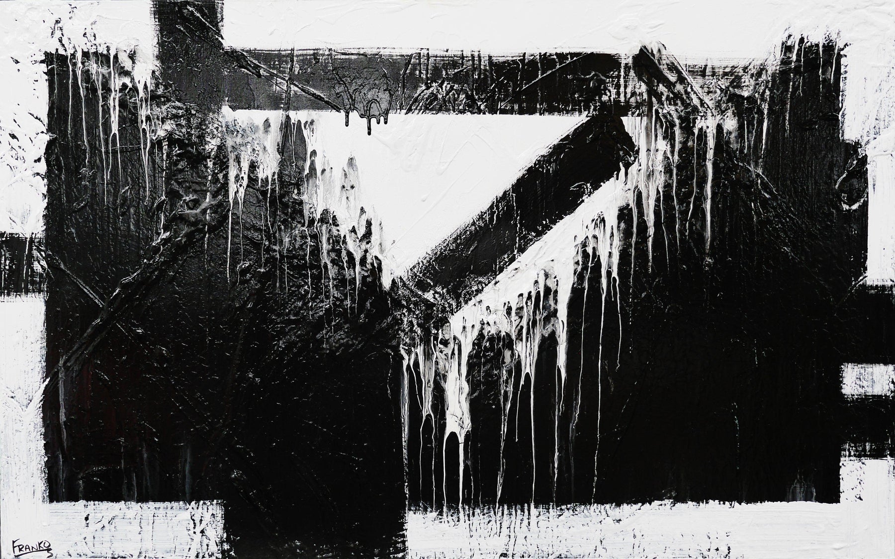 Geometry 160cm x 100cm White Black Textured Abstract Painting (SOLD)-Abstract-[Franko_Artist]-[Australian_artist]-[Gold_Coast]-[Brisbane]-[modern]-[contemporary]-[original]-[Large_artwork]-Franklin Art Studio