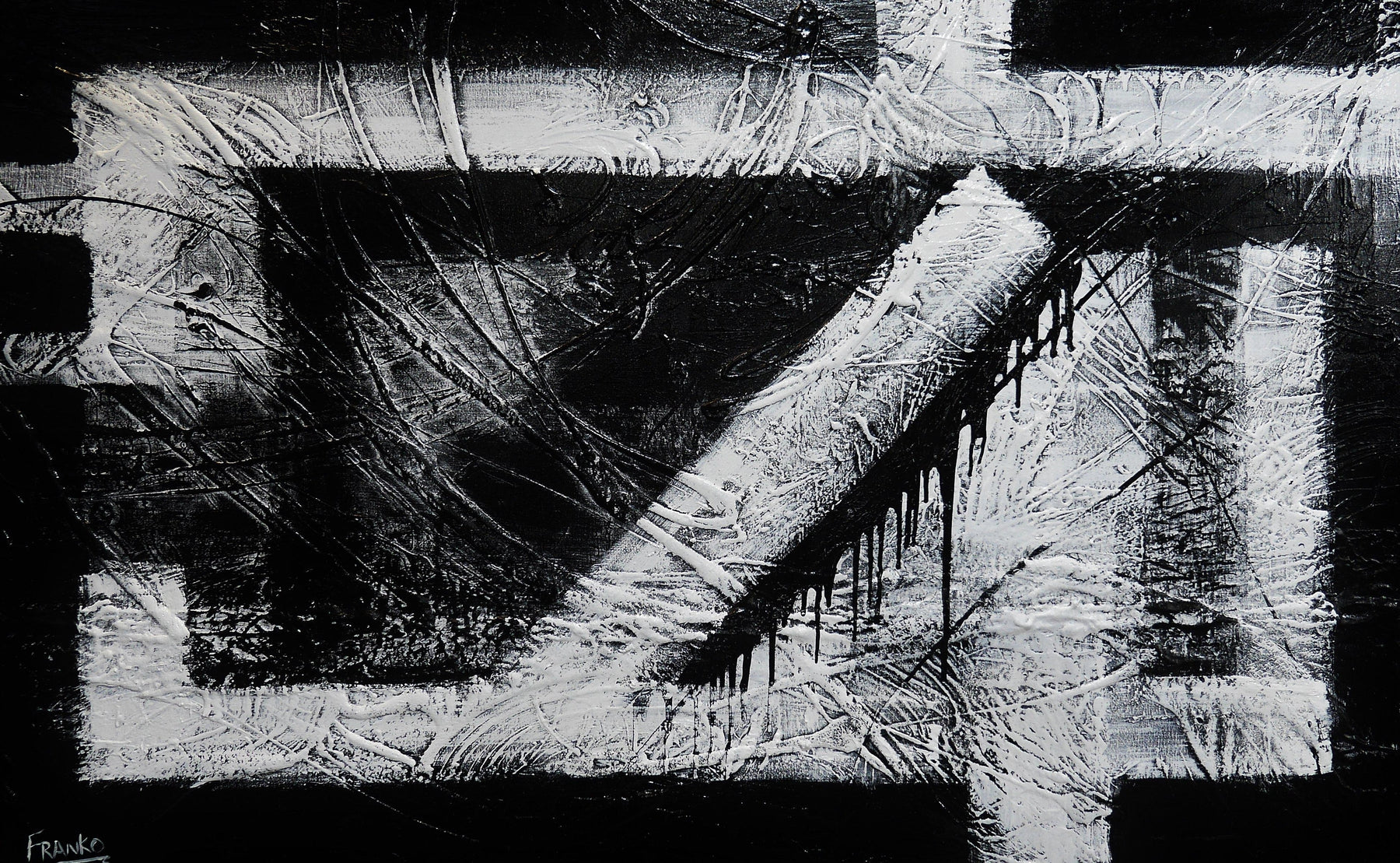 Geometry Squared 160cm x 100cm Black White Textured Abstract Painting (SOLD)-Abstract-[Franko_Artist]-[Australian_artist]-[Gold_Coast]-[Brisbane]-[modern]-[contemporary]-[original]-[Large_artwork]-Franklin Art Studio