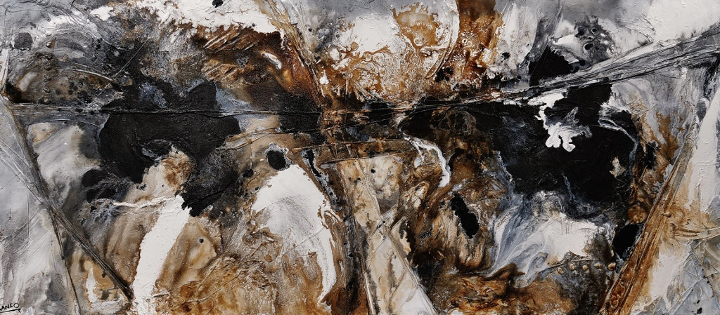 Giant Black Russian 270cm x 120cm Brown White Black Textured Abstract Painting-Abstract-[Franko_Artist]-[Australian_artist]-[Gold_Coast]-[Brisbane]-[modern]-[contemporary]-[original]-[Large_artwork]-Franklin Art Studio