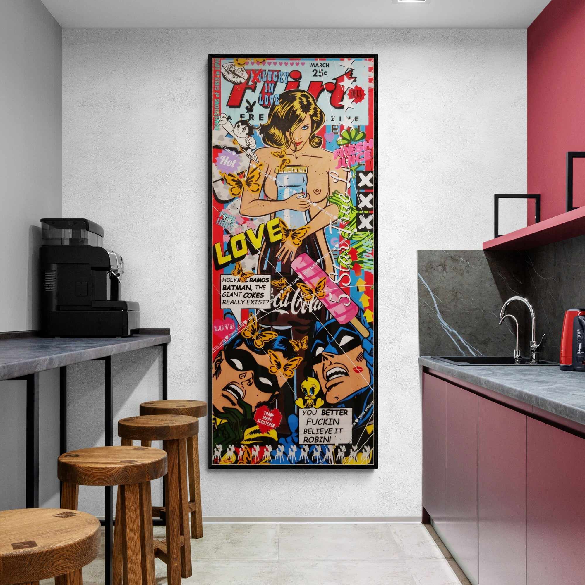 Giant Cokes 200cm x 80cm Nude Coke Bottle Textured Urban Pop Art Painting (SOLD)-Urban Pop Art-[Franko_Artist]-[The_Block]-[Dream_Homes]-[ideas]-[Grand_Designs]-[Art_Lover]-Franklin Art Studio