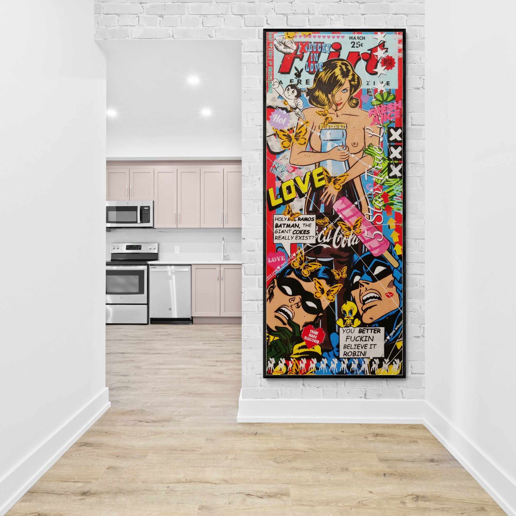Giant Cokes 200cm x 80cm Nude Coke Bottle Textured Urban Pop Art Painting (SOLD)-Urban Pop Art-[Franko_Artist]-[Australian_artist]-[Gold_Coast]-[Brisbane]-[modern]-[contemporary]-[original]-[Large_artwork]-[The_Block]-[Dream_Homes]-[ideas]-[Grand_Designs]-[Art_Lover]-Franklin Art Studio