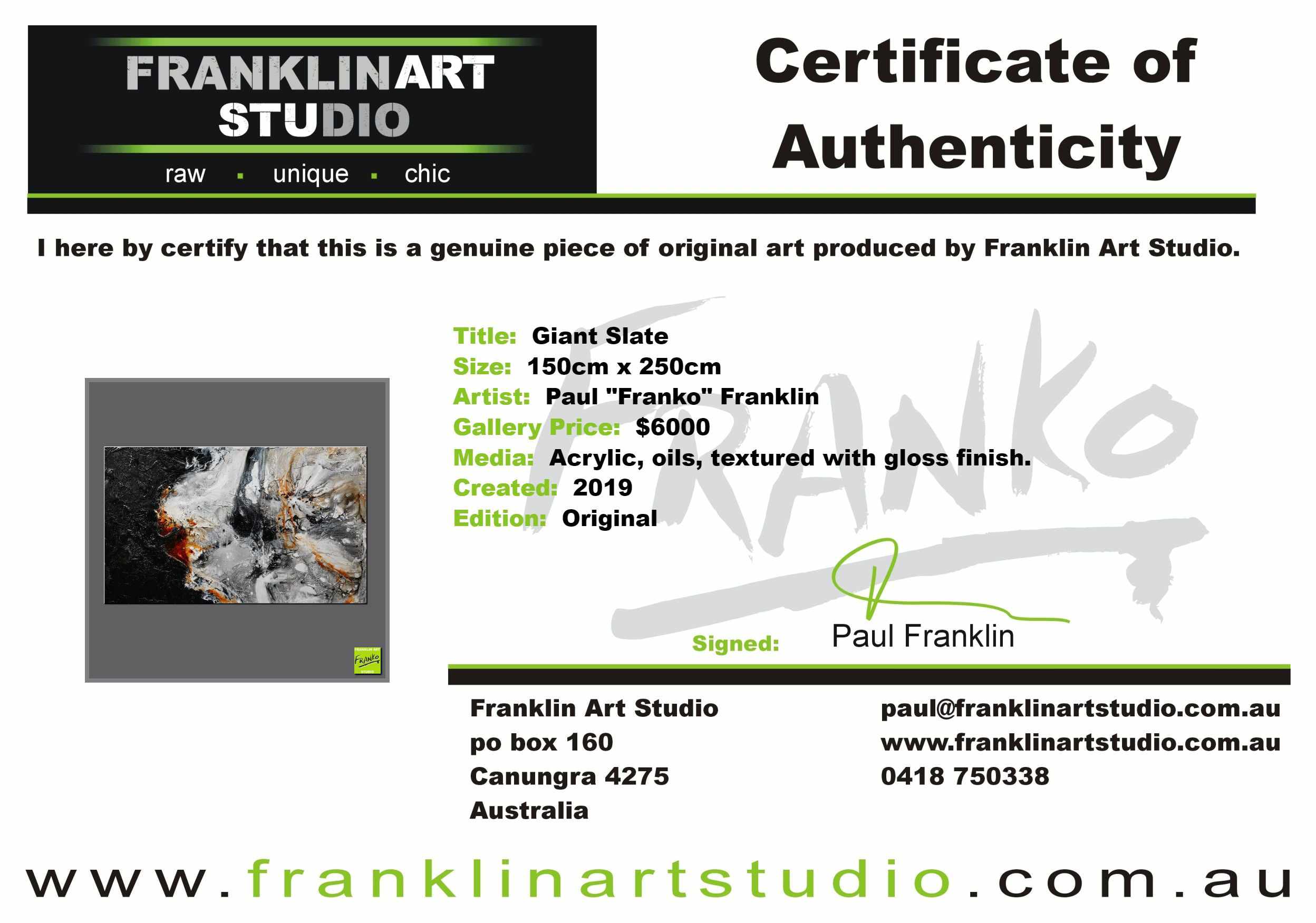 Giant Slate 150cm x 250cm Grey Black Brown Textured Abstract Painting (SOLD)-Abstract-[Franko_Artist]-[The_Block]-[Dream_Homes]-[ideas]-[Grand_Designs]-[Art_Lover]-Franklin Art Studio