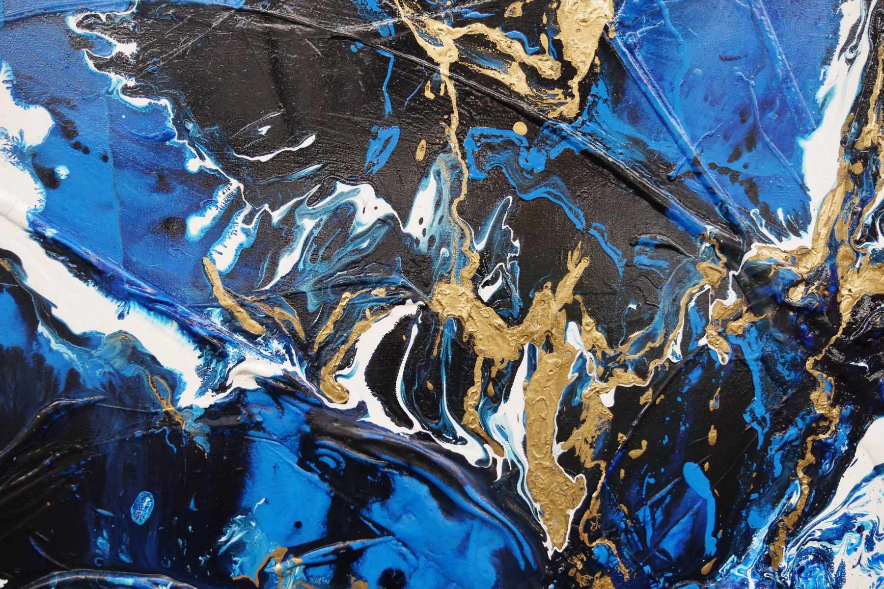 Gilded Sapphire 200cm x 120cm Blue Gold Textured Abstract Painting (SOLD)