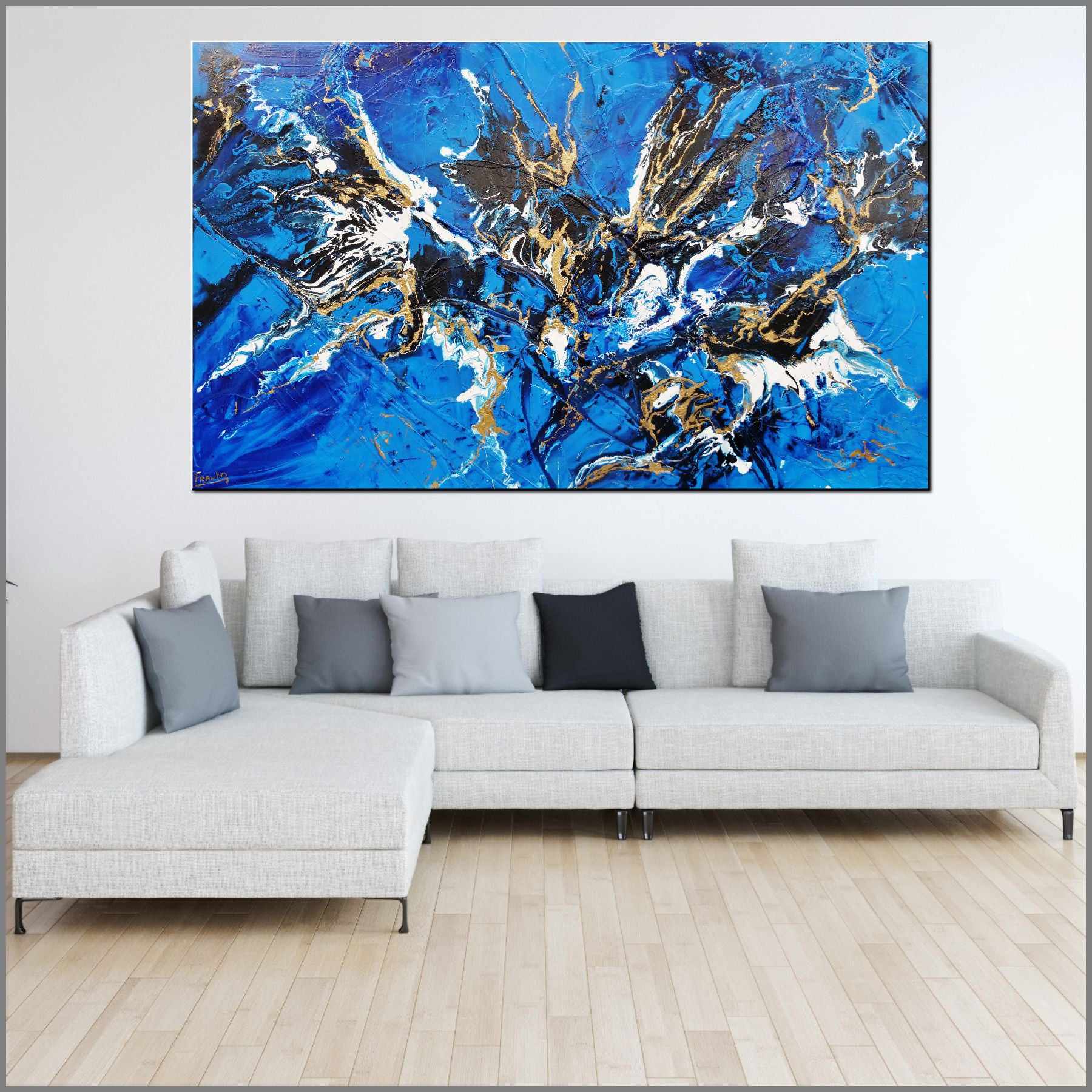 Gilded Sapphire 200cm x 120cm Blue Gold Textured Abstract Painting (SOLD)-Abstract-[Franko_Artist]-[Australian_artist]-[Gold_Coast]-[Brisbane]-[modern]-[contemporary]-[original]-[Large_artwork]-[The_Block]-[Dream_Homes]-[ideas]-[Grand_Designs]-[Art_Lover]-Franklin Art Studio
