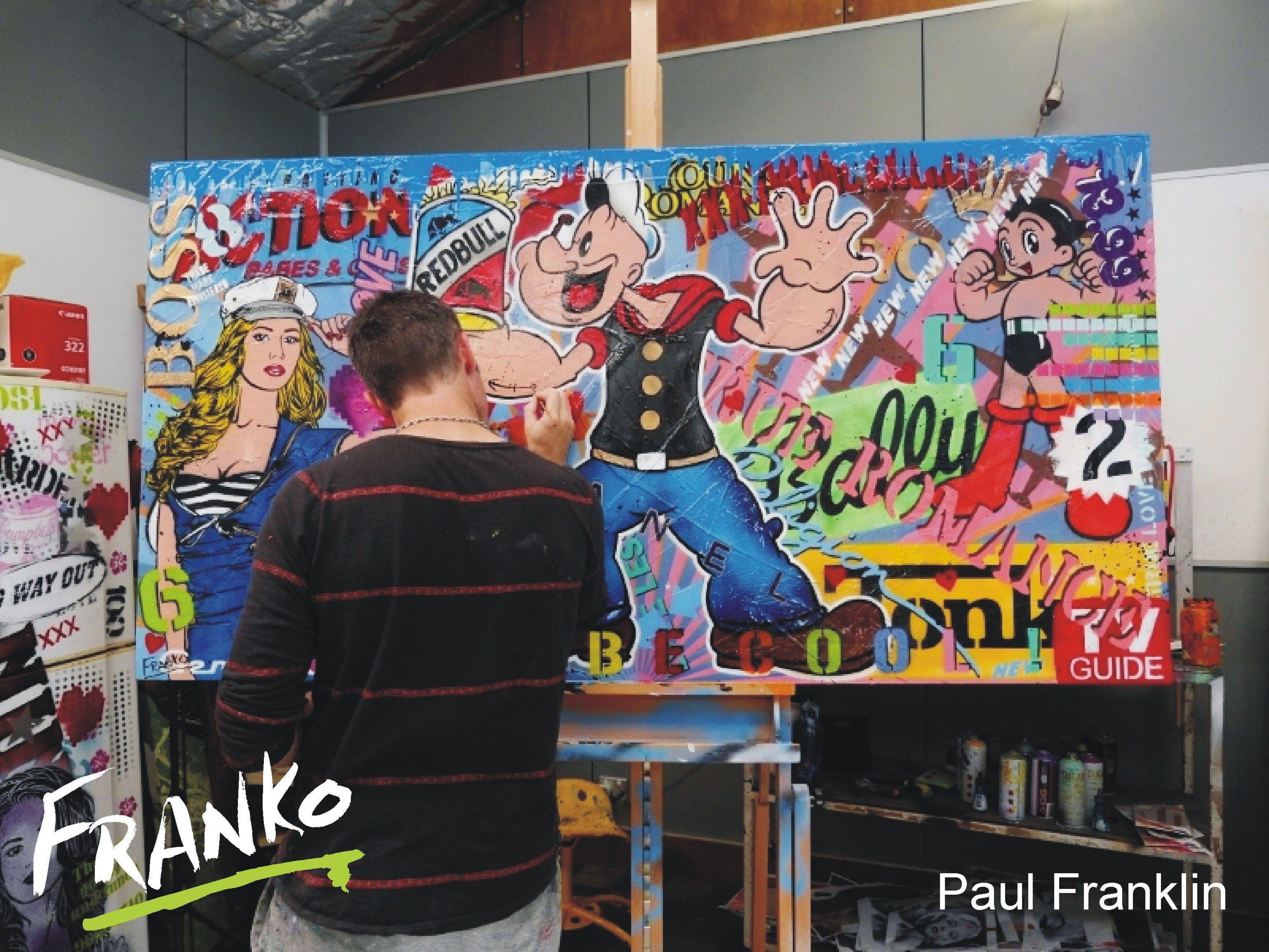 Gives Popeye Wings 190cm x 100cm Popeye Pop Art Painting (SOLD)-urban pop-[Franko_Artist]-[The_Block]-[Dream_Homes]-[ideas]-[Grand_Designs]-[Art_Lover]-Franklin Art Studio