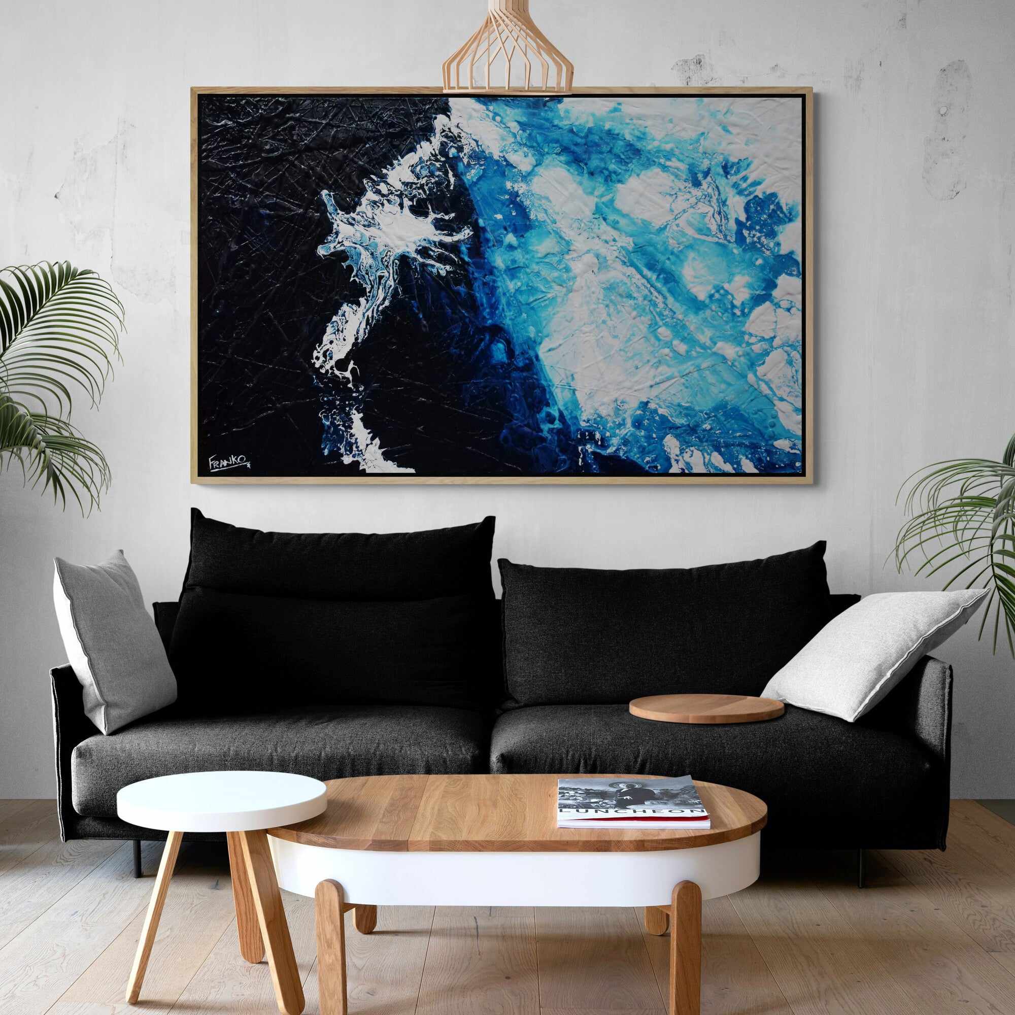 Glacier Blue 160cm x 100cm Blue Textured Abstract Painting (SOLD)-Abstract-[Franko_Artist]-[The_Block]-[Dream_Homes]-[ideas]-[Grand_Designs]-[Art_Lover]-Franklin Art Studio