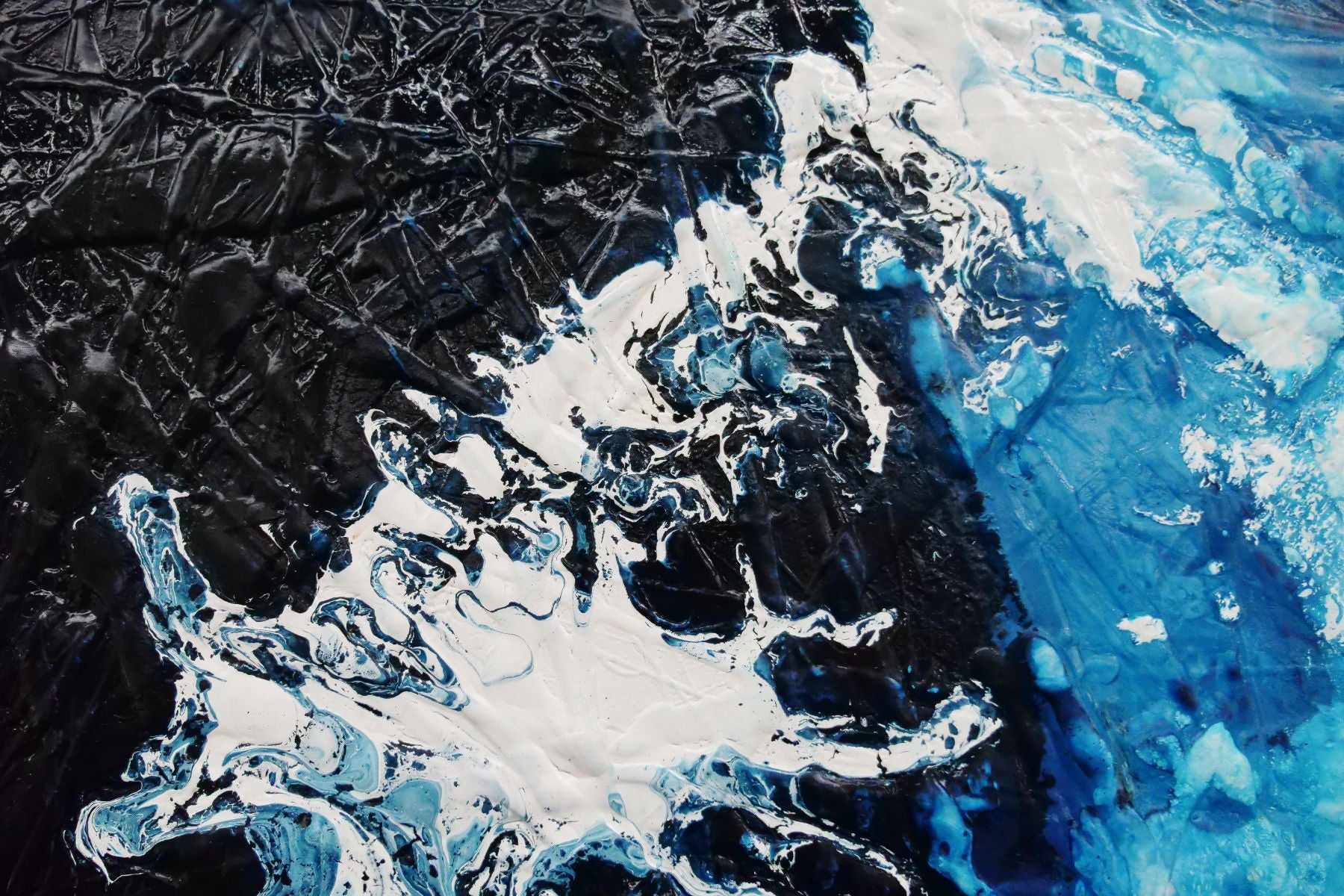 Glacier Blue 160cm x 100cm Blue Textured Abstract Painting (SOLD)