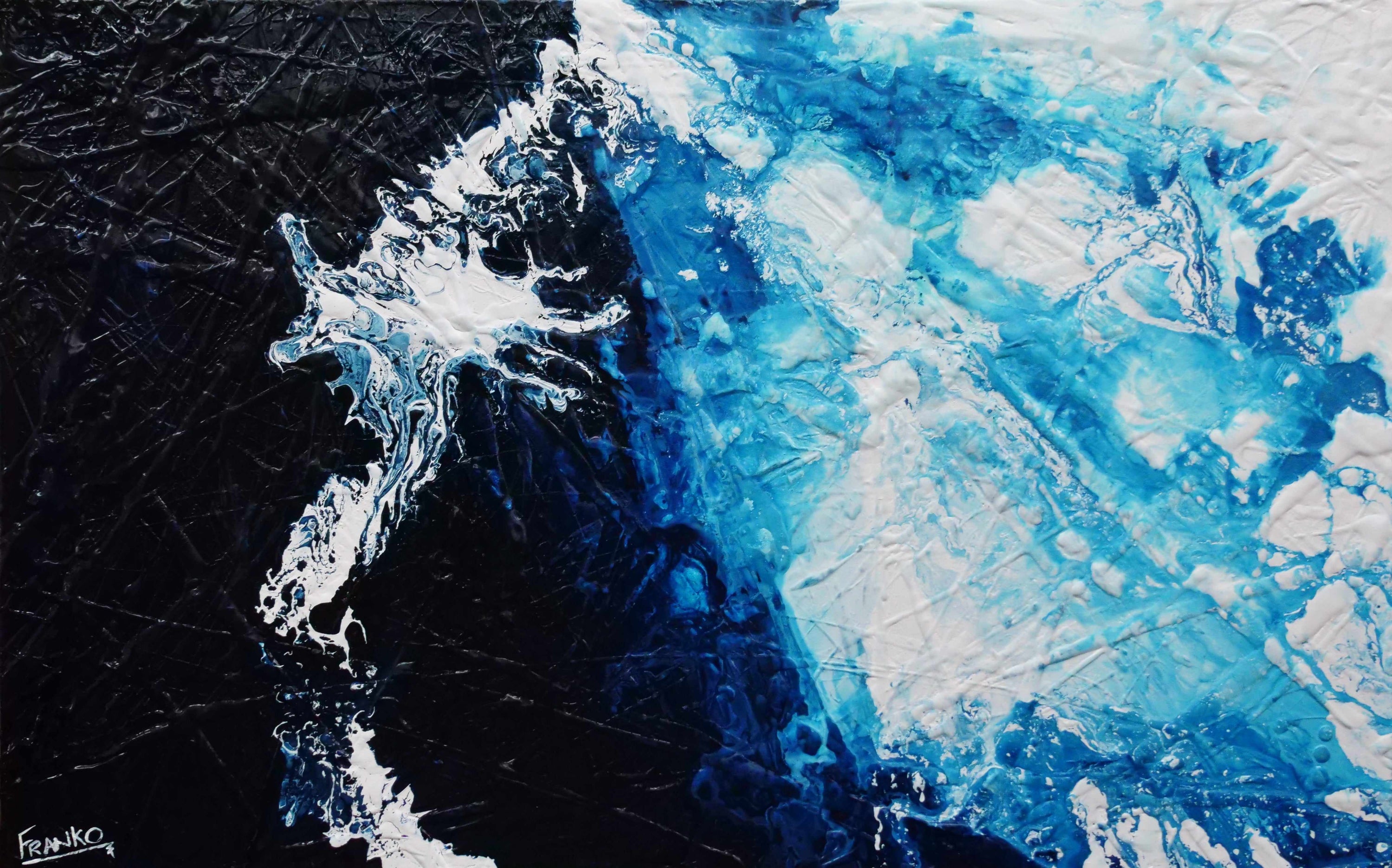 Glacier Blue 160cm x 100cm Blue Textured Abstract Painting (SOLD)-Abstract-[Franko_Artist]-[Australian_artist]-[Gold_Coast]-[Brisbane]-[modern]-[contemporary]-[original]-[Large_artwork]-Franklin Art Studio