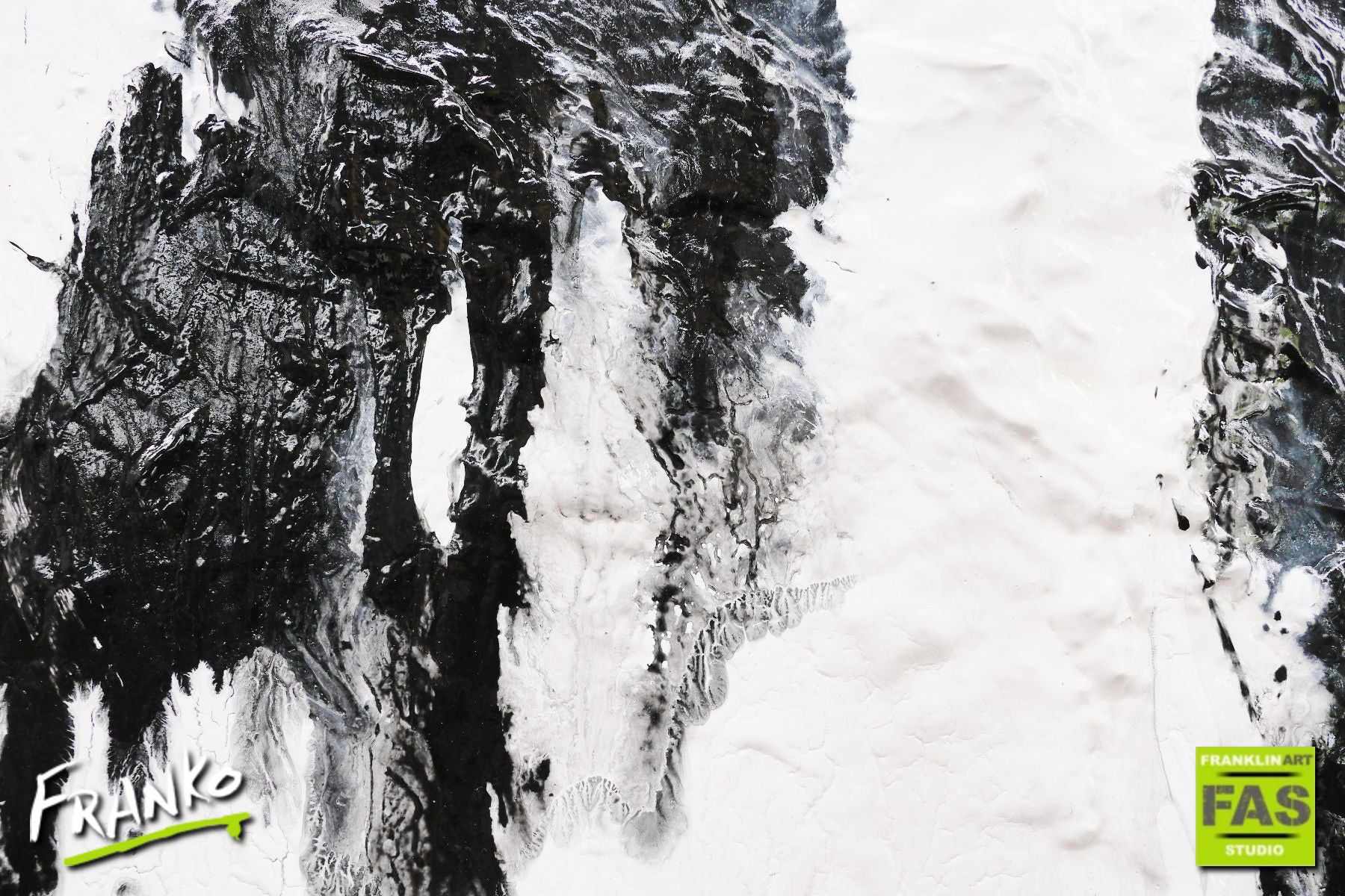 Glazing Minimal 100cm x 100cm Minimalist Black White Abstract Painting (SOLD)