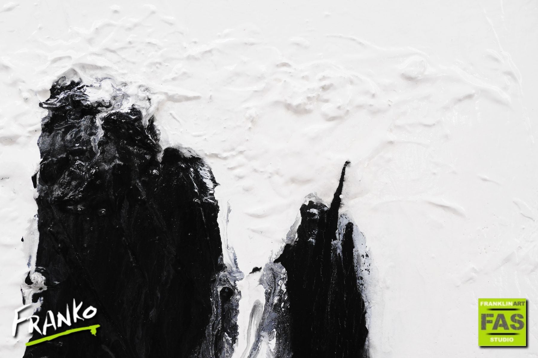 Glazing Minimal 100cm x 100cm Minimalist Black White Abstract Painting (SOLD)