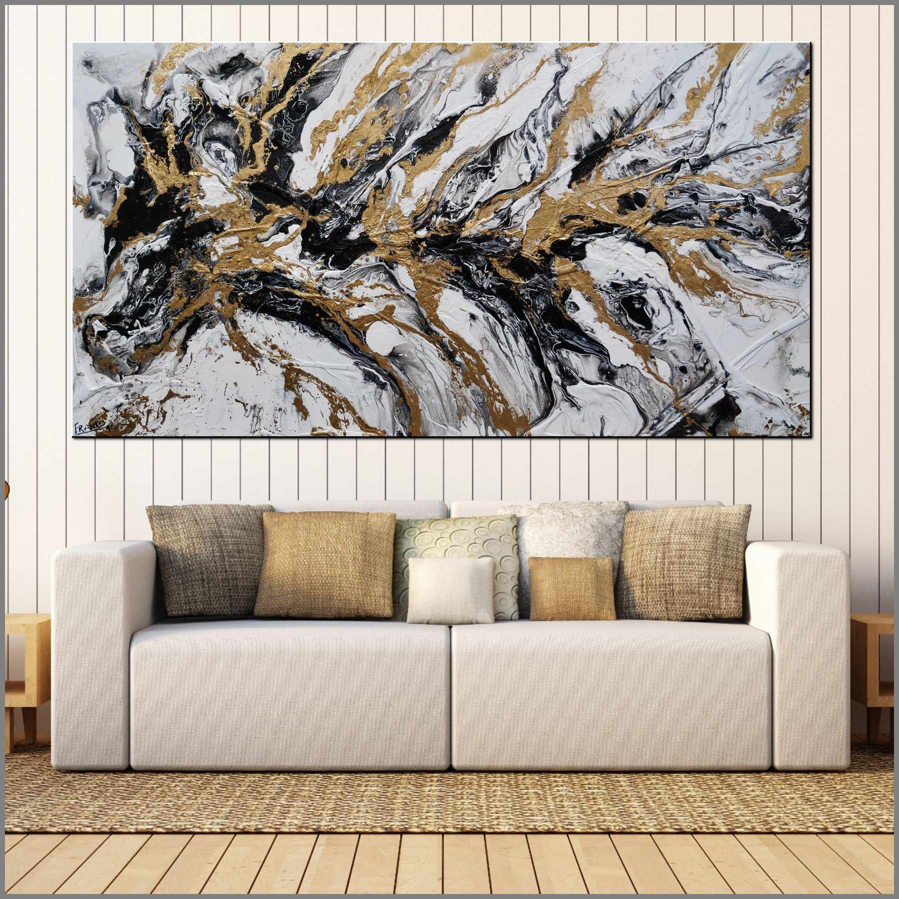 Glitz 190cm x 100cm White Black Gold Textured Abstract Painting (SOLD)-Abstract-[Franko_Artist]-[Australian_artist]-[Gold_Coast]-[Brisbane]-[modern]-[contemporary]-[original]-[Large_artwork]-[The_Block]-[Dream_Homes]-[ideas]-[Grand_Designs]-[Art_Lover]-Franklin Art Studio