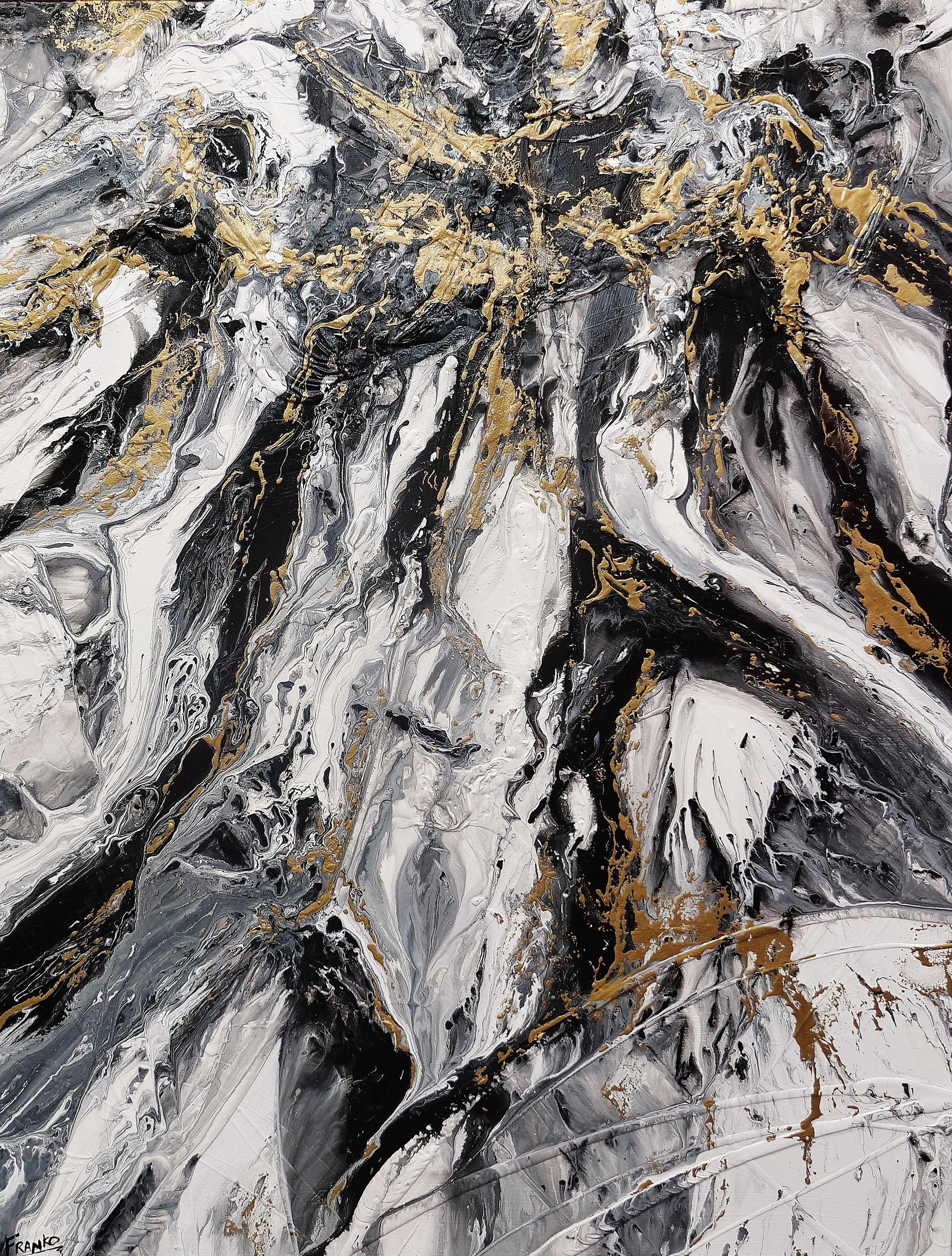Glitz and Glamour 140cm x 180cm Black Gold White Textured Abstract Painting (SOLD)-Abstract-[Franko_Artist]-[Australian_artist]-[Gold_Coast]-[Brisbane]-[modern]-[contemporary]-[original]-[Large_artwork]-Franklin Art Studio