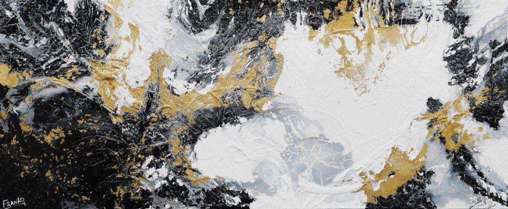 Gold Blitz 240cm x 100cm Black White Gold (SOLD)-abstract-[Franko_Artist]-[Australian_artist]-[Gold_Coast]-[Brisbane]-[modern]-[contemporary]-[original]-[Large_artwork]-Franklin Art Studio