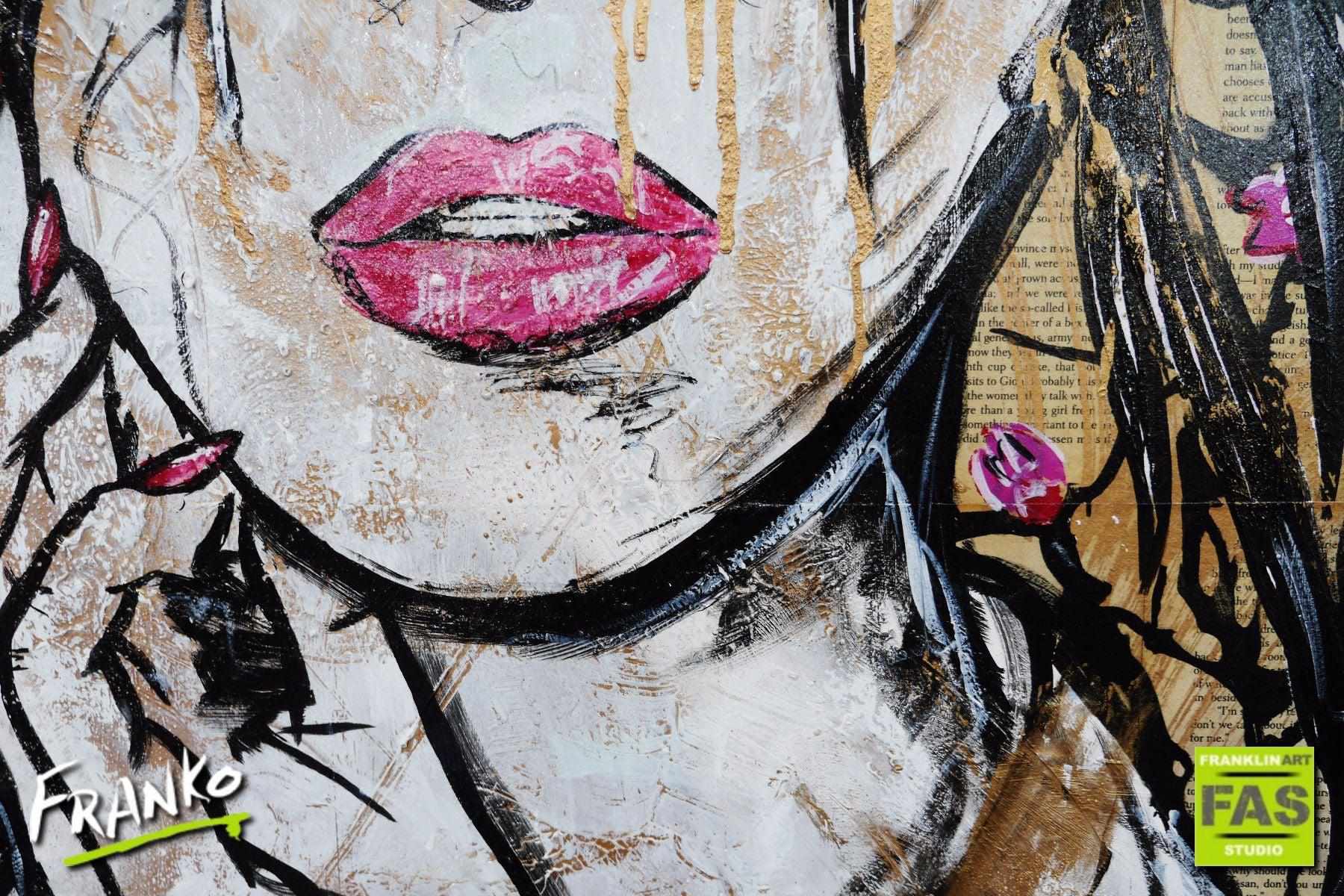 Golden 75cm x 100cm Geisha Book Club Base "Memoirs Of A Geisha" Vintage Book Pop art Painting (SOLD)