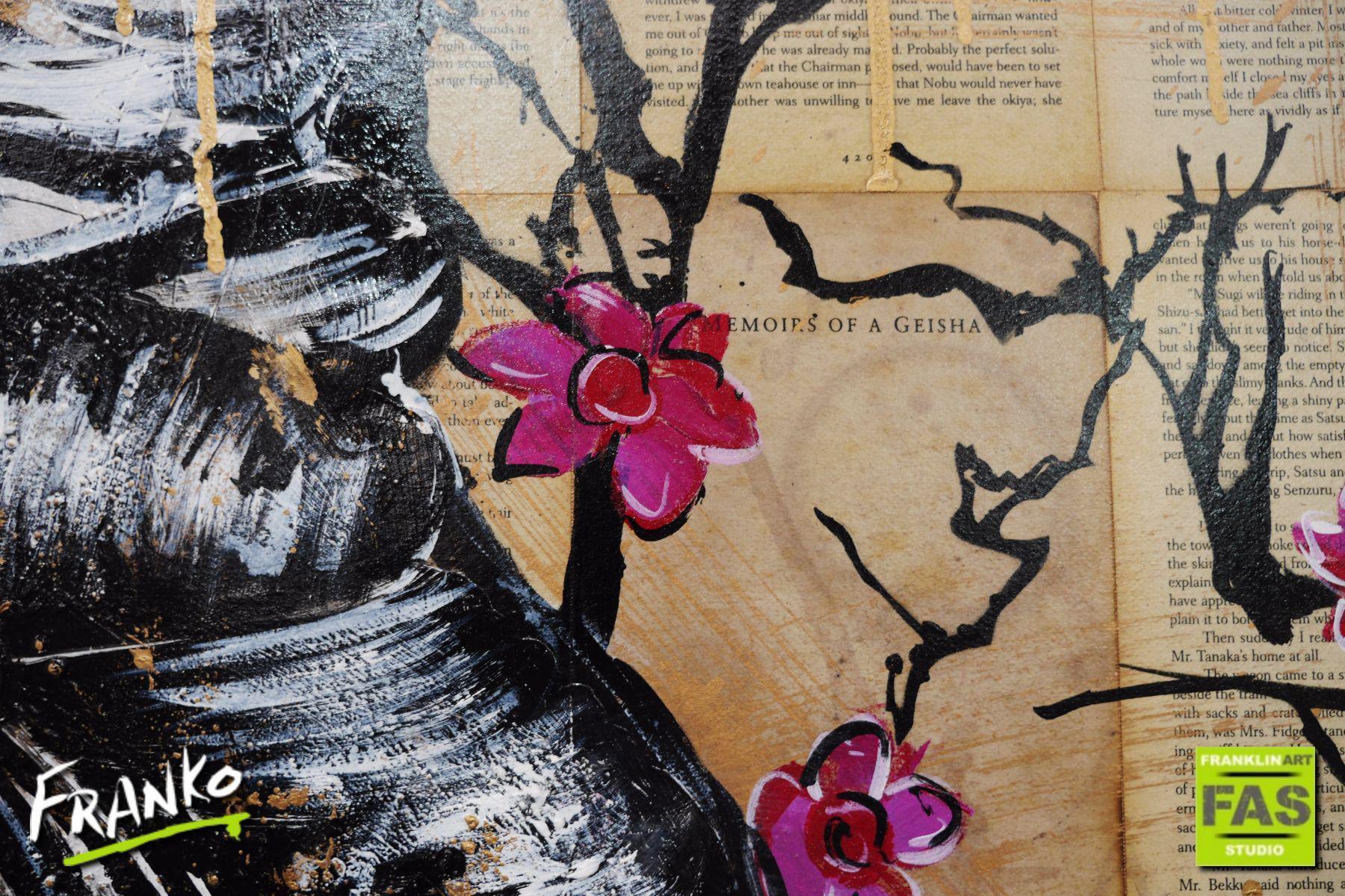 Golden 75cm x 100cm Geisha Book Club Base "Memoirs Of A Geisha" Vintage Book Pop art Painting (SOLD)