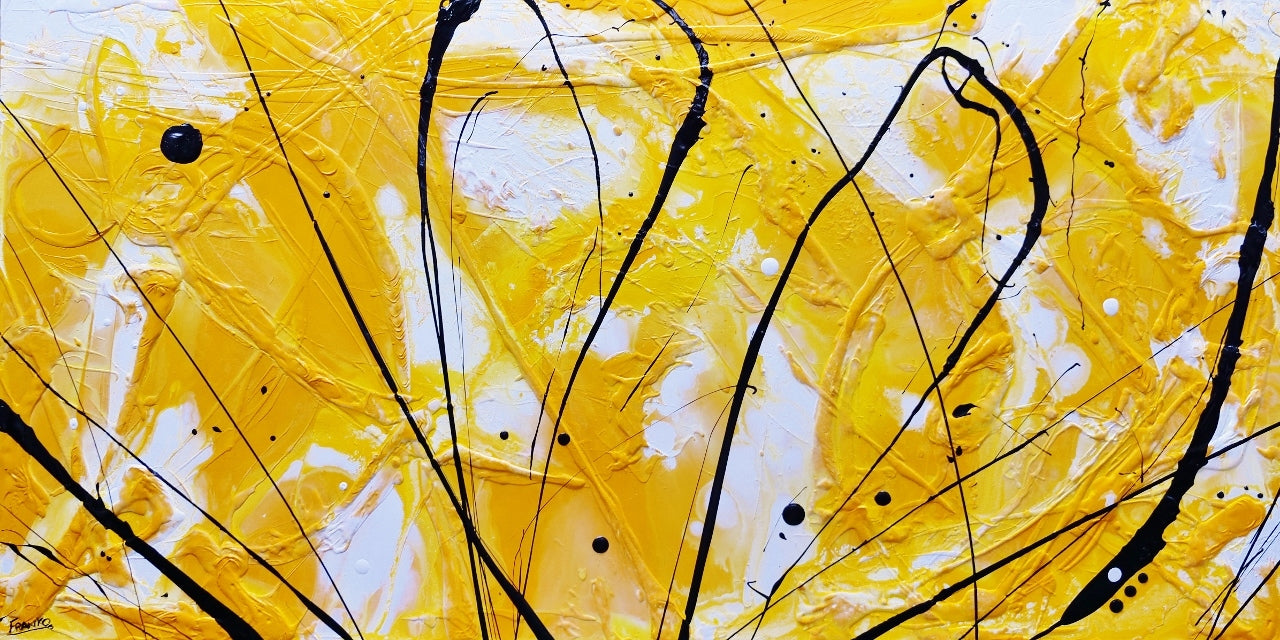 Golden Bandit 240cm x 120cm Yellow White Black Textured Abstract Painting (SOLD)-Abstract-[Franko_Artist]-[Australian_artist]-[Gold_Coast]-[Brisbane]-[modern]-[contemporary]-[original]-[Large_artwork]-Franklin Art Studio