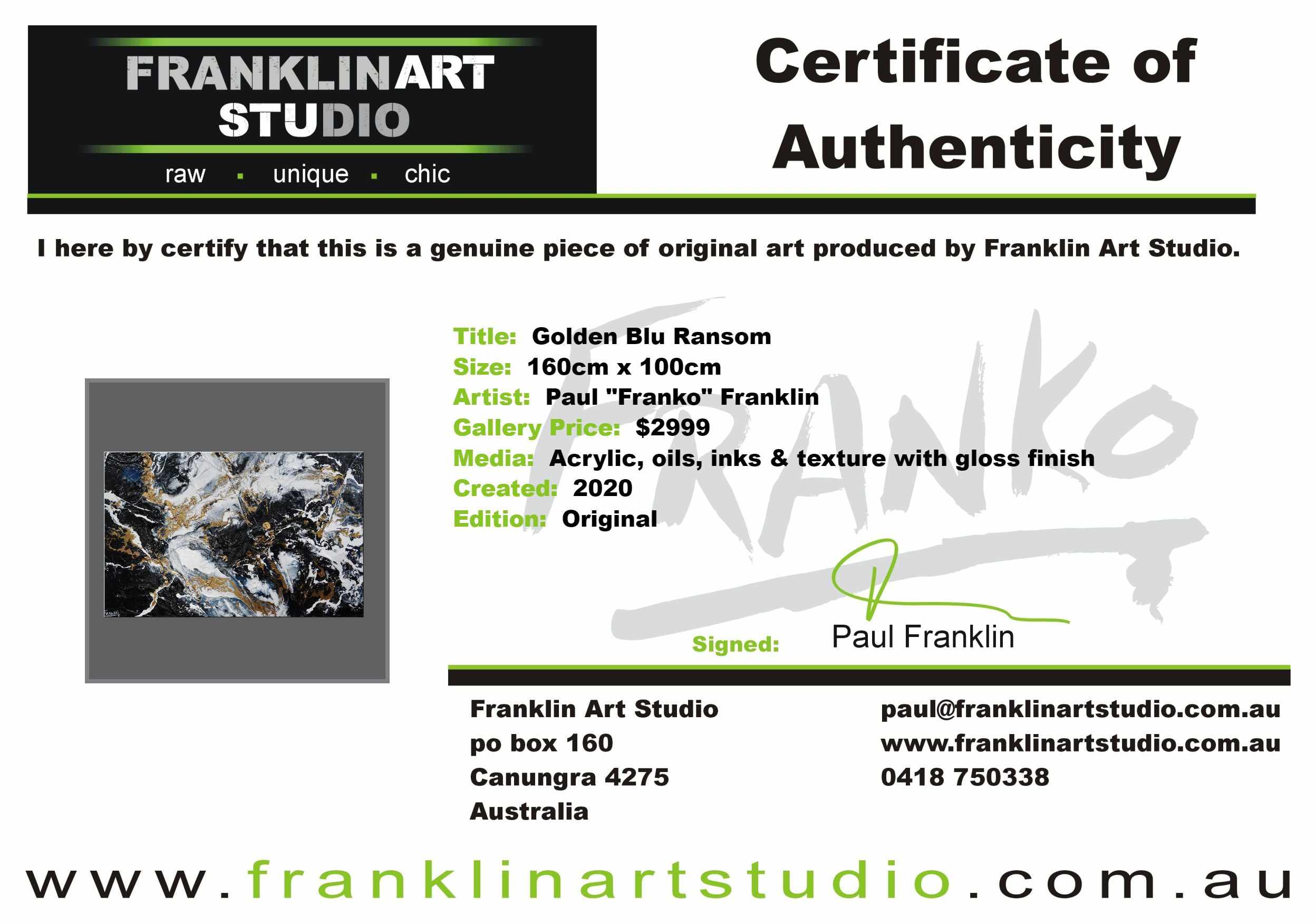 Golden Blu Ransom 160cm x 100cm Black Gold Textured Abstract Painting (SOLD)-Abstract-[Franko_Artist]-[The_Block]-[Dream_Homes]-[ideas]-[Grand_Designs]-[Art_Lover]-Franklin Art Studio