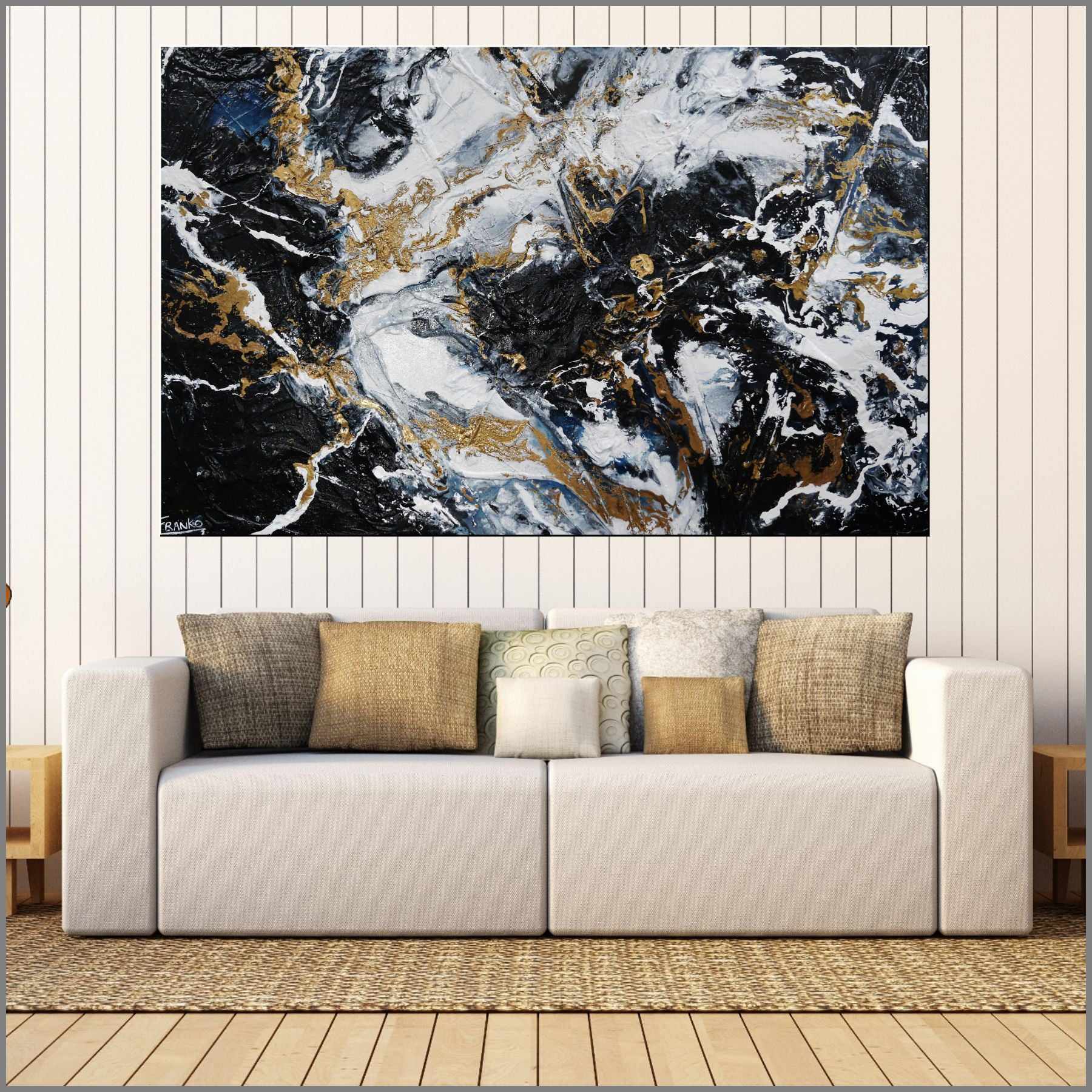 Golden Blu Ransom 160cm x 100cm Black Gold Textured Abstract Painting (SOLD)-Abstract-[Franko_Artist]-[Australian_artist]-[Gold_Coast]-[Brisbane]-[modern]-[contemporary]-[original]-[Large_artwork]-[The_Block]-[Dream_Homes]-[ideas]-[Grand_Designs]-[Art_Lover]-Franklin Art Studio