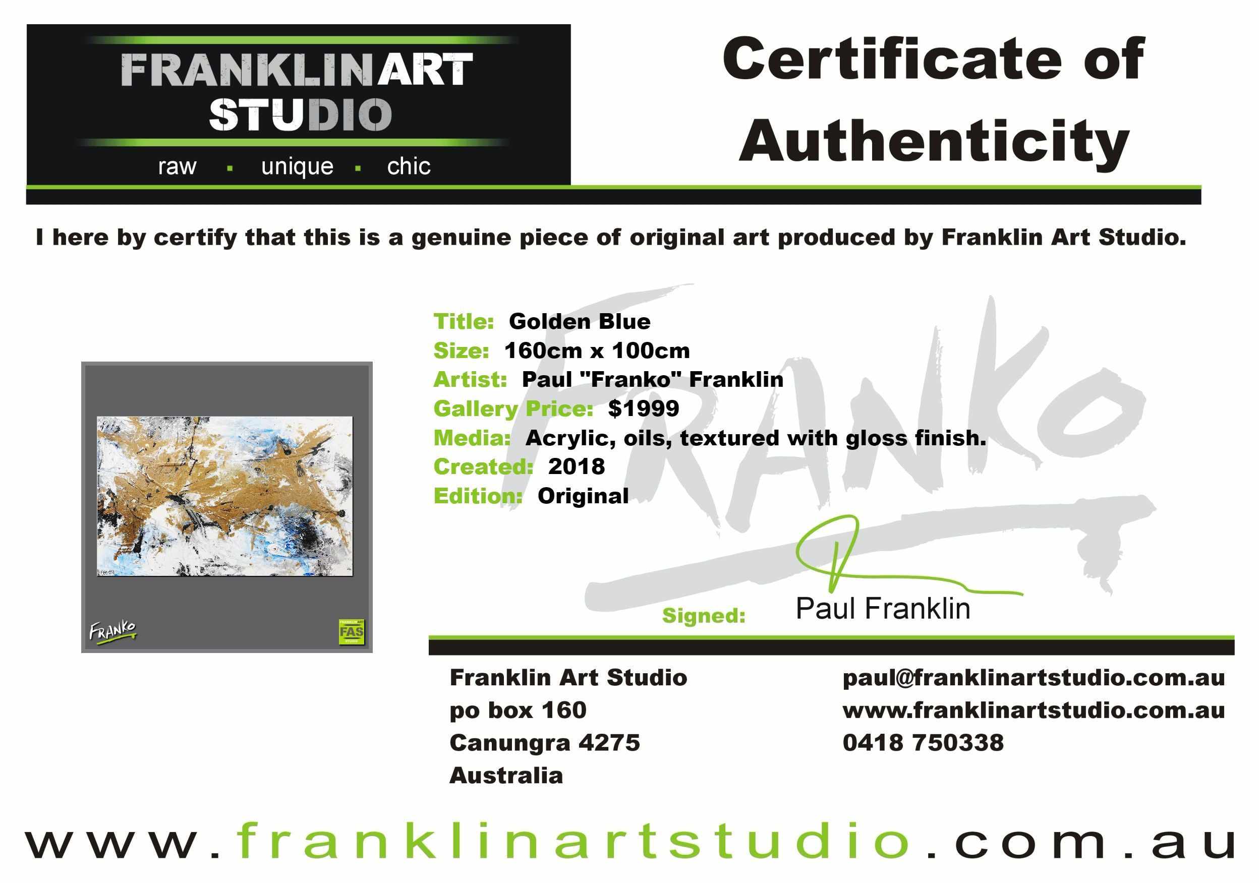 Golden Blue 160cm x 100cm Gold White Blue Abstract Painting (SOLD)-Abstract-[Franko_Artist]-[The_Block]-[Dream_Homes]-[ideas]-[Grand_Designs]-[Art_Lover]-Franklin Art Studio