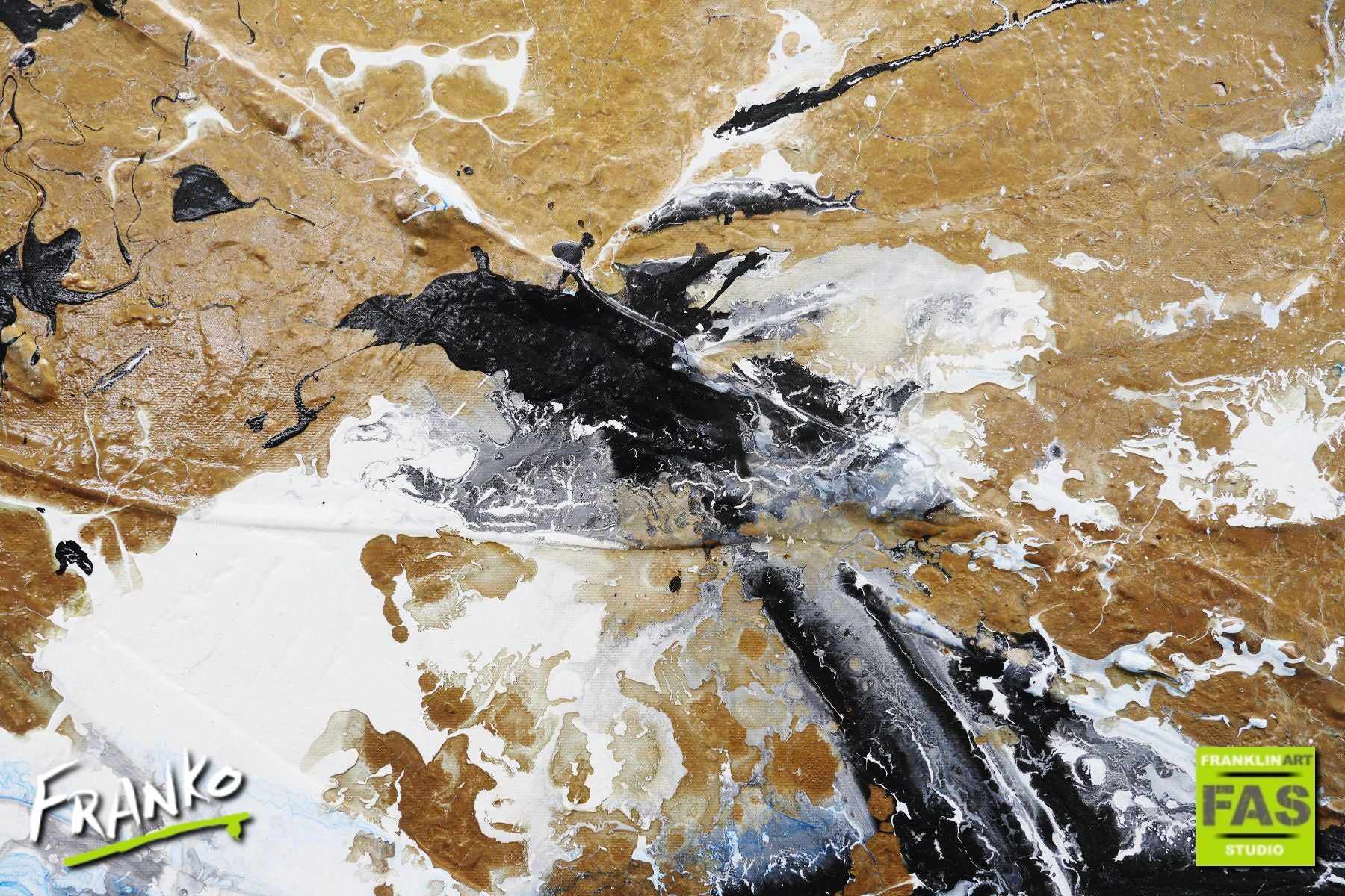Golden Blue 160cm x 100cm Gold White Blue Abstract Painting (SOLD)-Abstract-[Franko]-[Artist]-[Australia]-[Painting]-Franklin Art Studio
