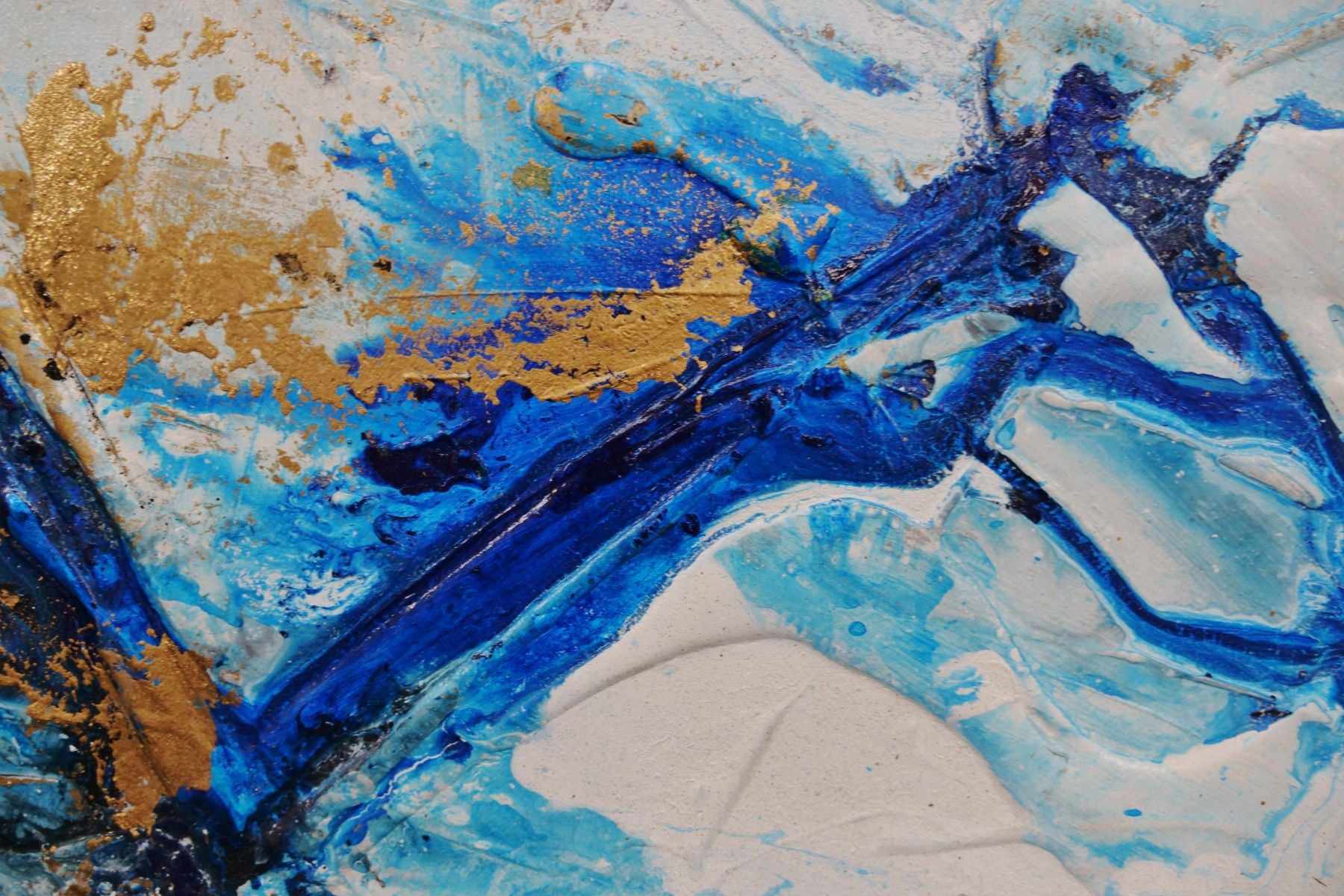 Golden Blue 190cm x 100cm Blue Gold Textured Abstract Painting (SOLD)