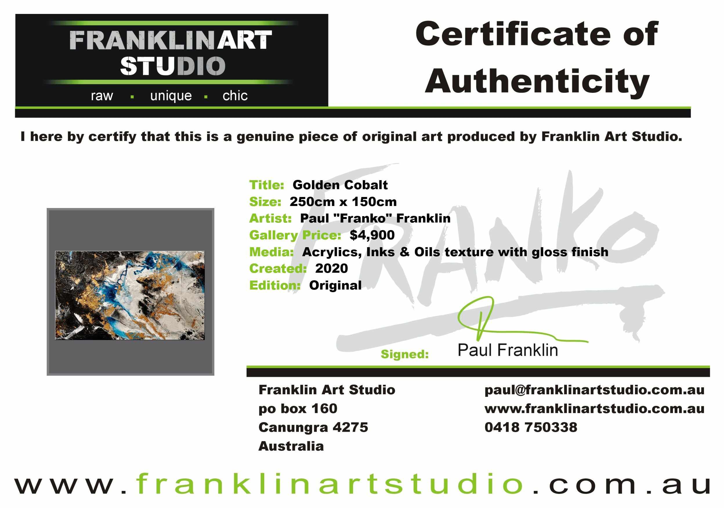 Golden Cobalt 250cm x 150cm Blue Black Grey Gold Textured Abstract Painting (SOLD)-Abstract-[Franko_Artist]-[The_Block]-[Dream_Homes]-[ideas]-[Grand_Designs]-[Art_Lover]-Franklin Art Studio
