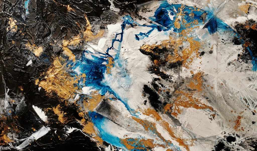 Golden Cobalt 250cm x 150cm Blue Black Grey Gold Textured Abstract Painting (SOLD)-Abstract-[Franko_Artist]-[Australian_artist]-[Gold_Coast]-[Brisbane]-[modern]-[contemporary]-[original]-[Large_artwork]-Franklin Art Studio
